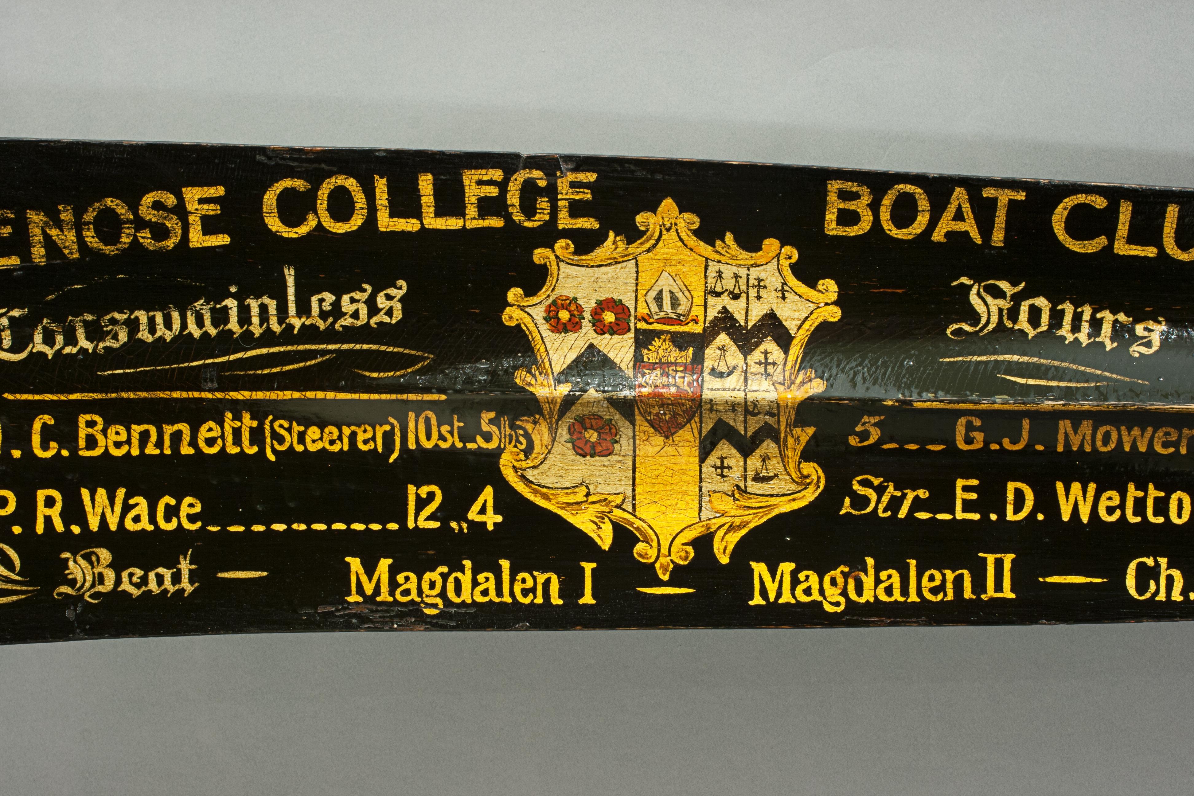 Sporting Art Brasenose College Boat Club 1923 Rowing Oar