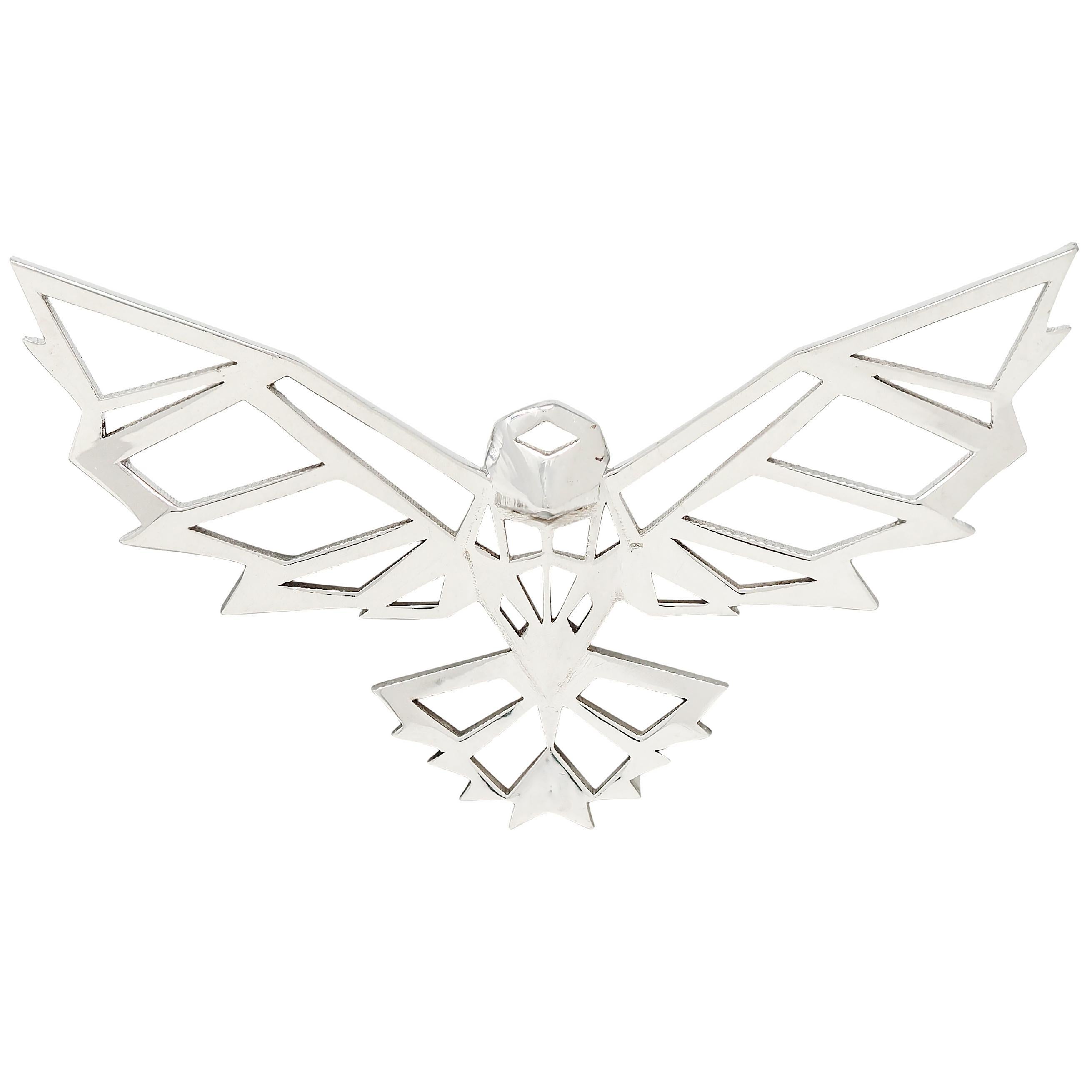 BRASH Platin Facettierte Geometrische GEO Adler Unisex Brosche Pin