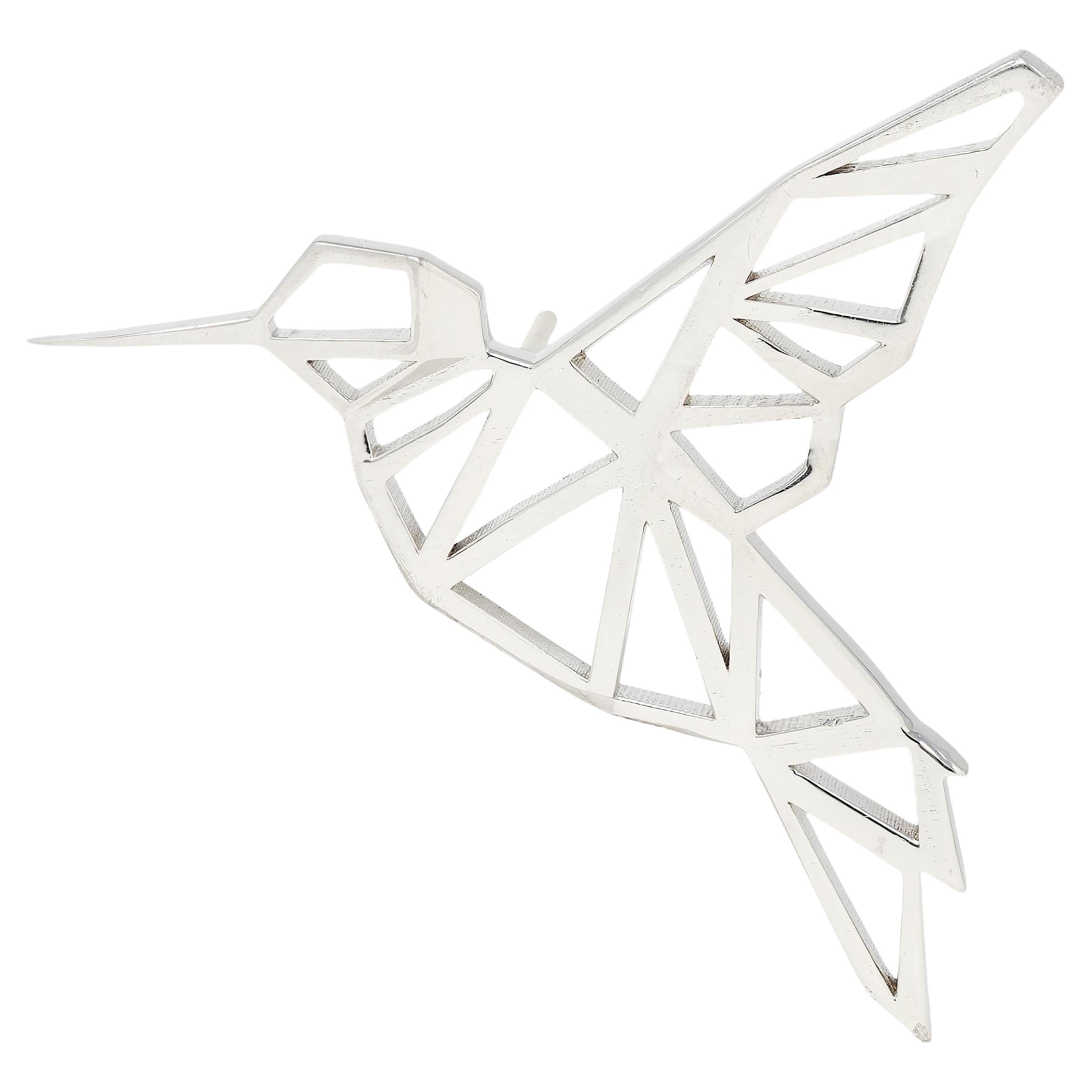 Broche unisexe BRASH Platinum Geometric GEO Hummingbird à facettes Broche unisexe