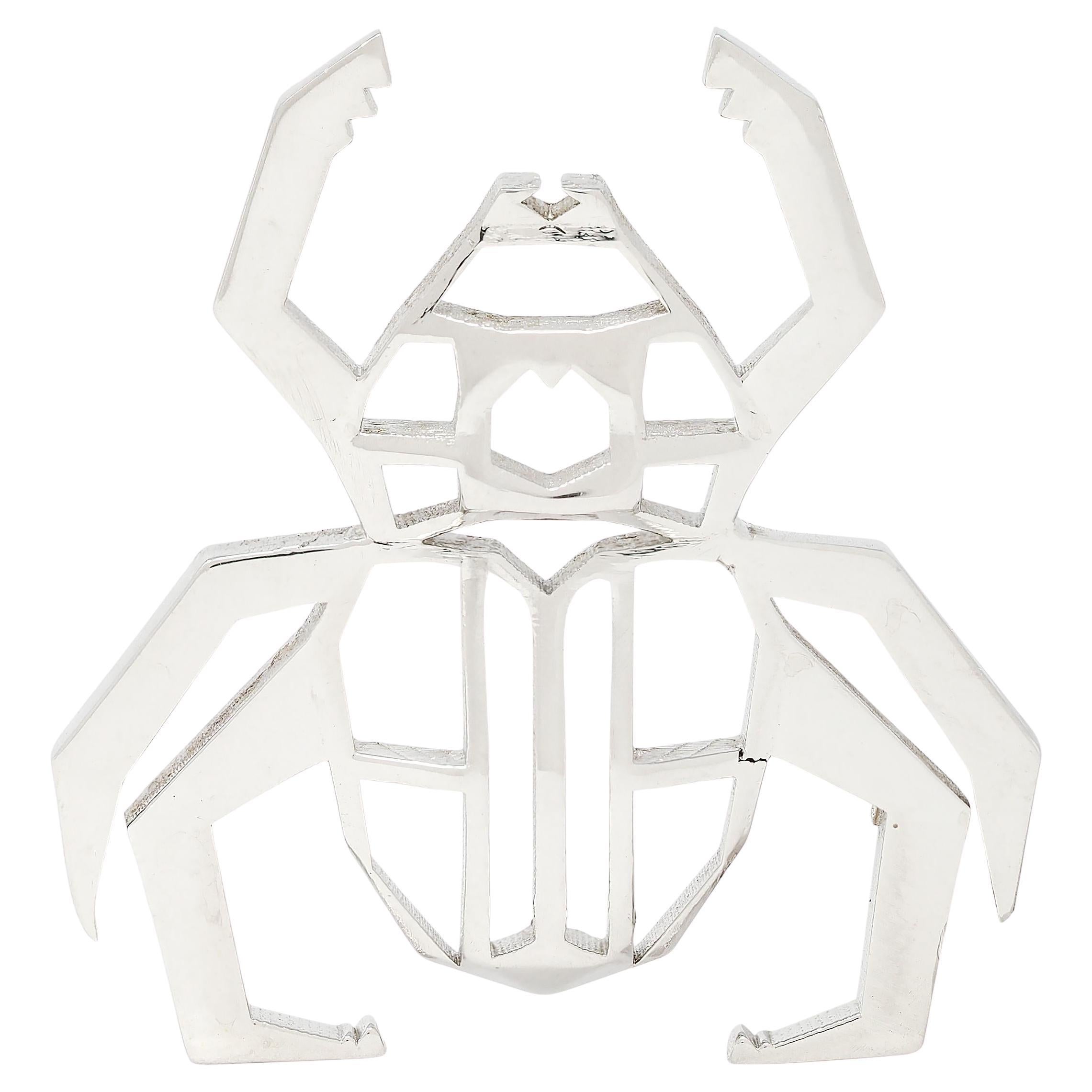 BRASH Platin Facettierte Geometrische GEO Spinne Unisex Brosche Pin