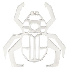 BRASH Platinum Faceted Geometric GEO Spider Unisex Brooch Pin