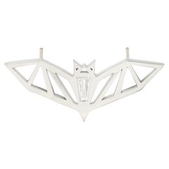 BRASH Platinum Fancy Diamond Faceted Geometric GEO Bat Unisex Brooch Pin