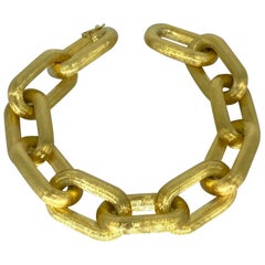 19mm Wide 18k Yellow Gold Oval Links Bracelet 