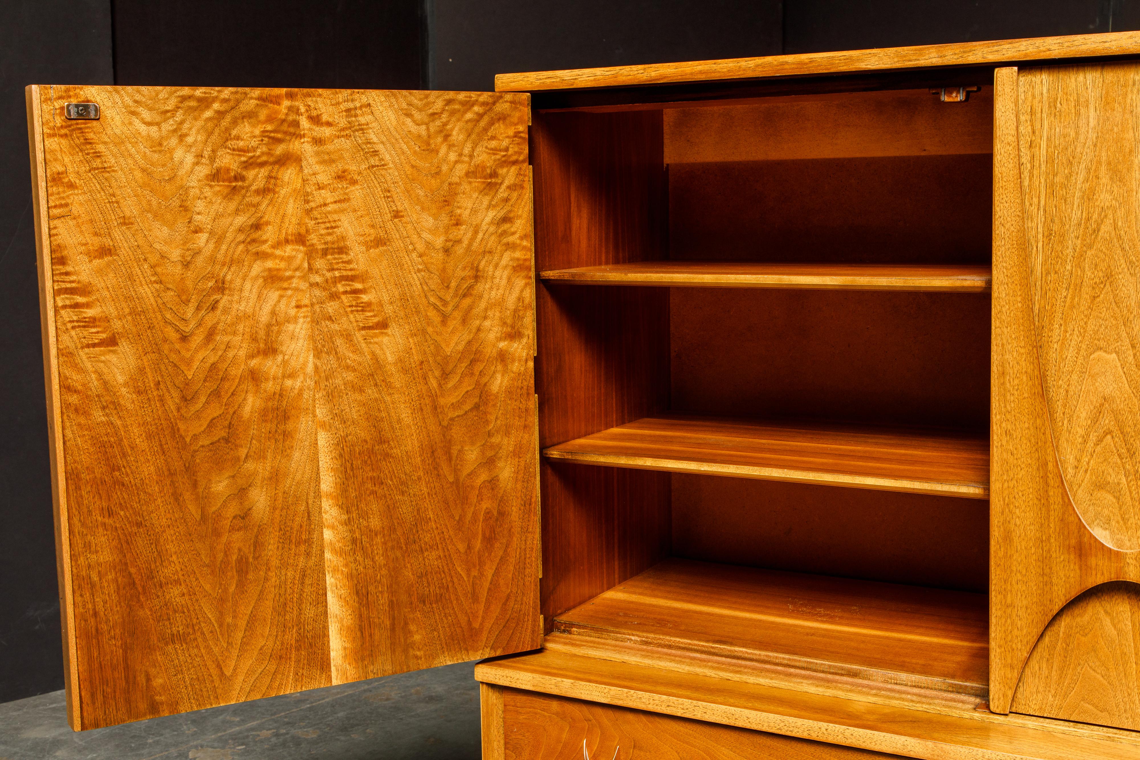'Brasilia' by Broyhill Premier Highboy Dresser, Refinished, 1960s, Signed 7