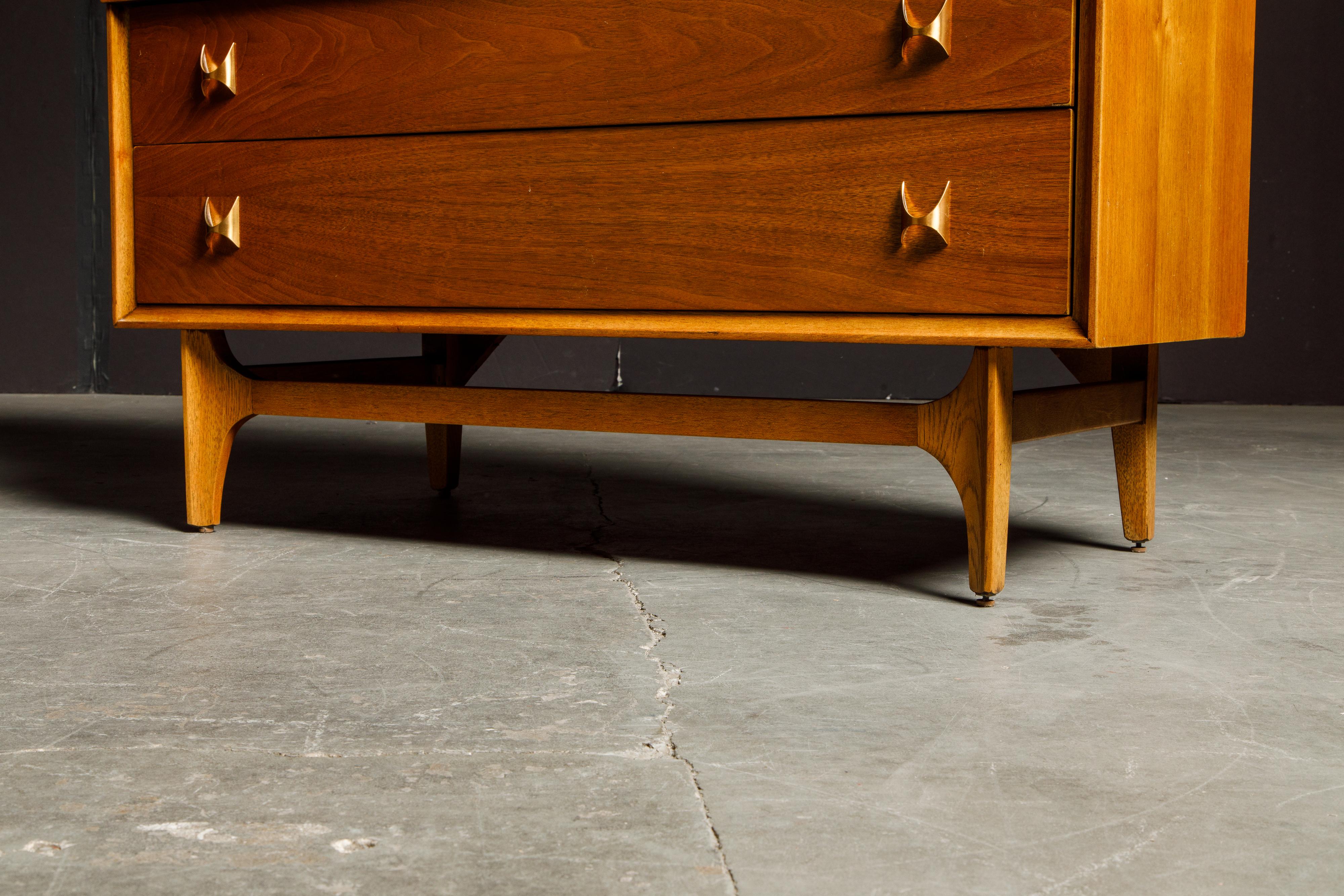 'Brasilia' by Broyhill Premier Highboy Dresser, Refinished, 1960s, Signed 10