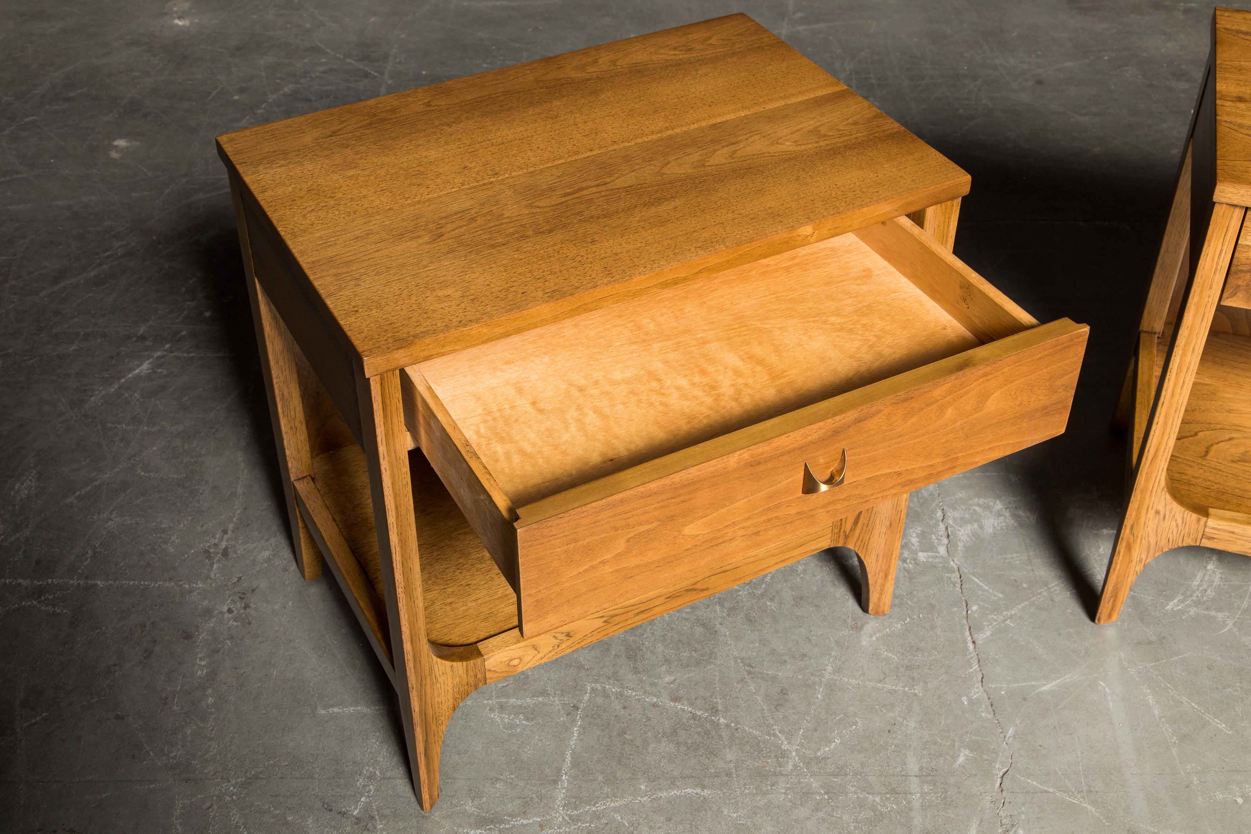 'Brasilia' by Broyhill Premiere Pair of Nightstands, Refinished, 1962 9