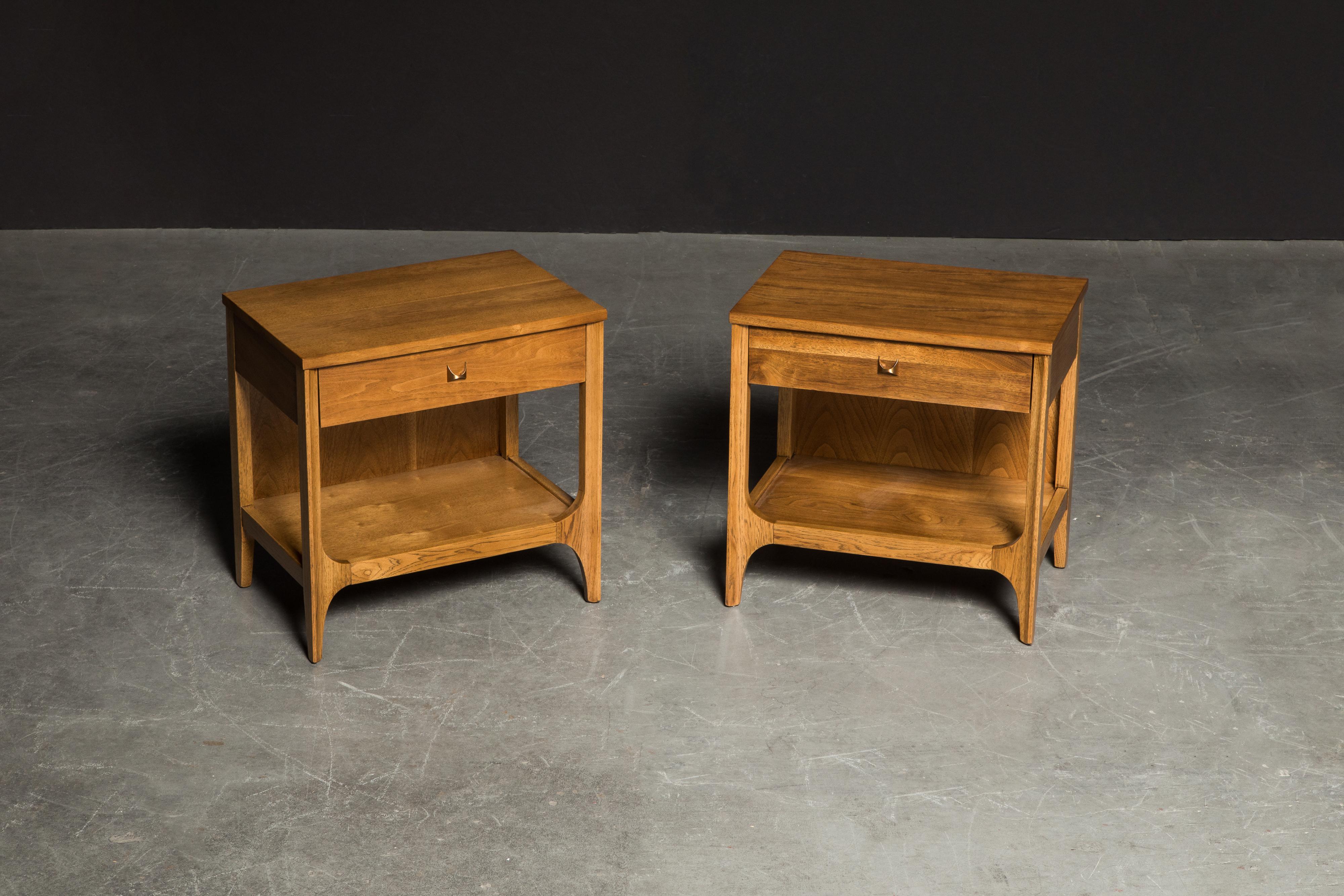 Mid-Century Modern 'Brasilia' by Broyhill Premiere Pair of Nightstands, Refinished, 1962