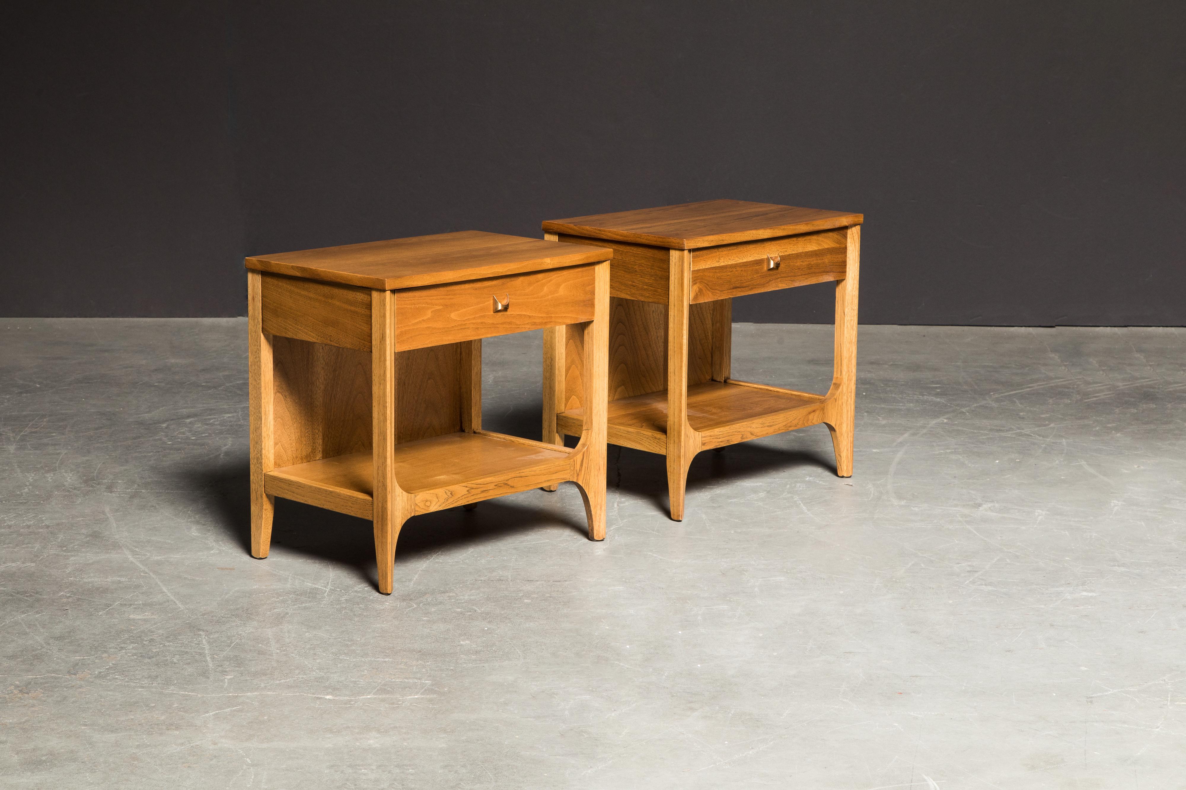 American 'Brasilia' by Broyhill Premiere Pair of Nightstands, Refinished, 1962