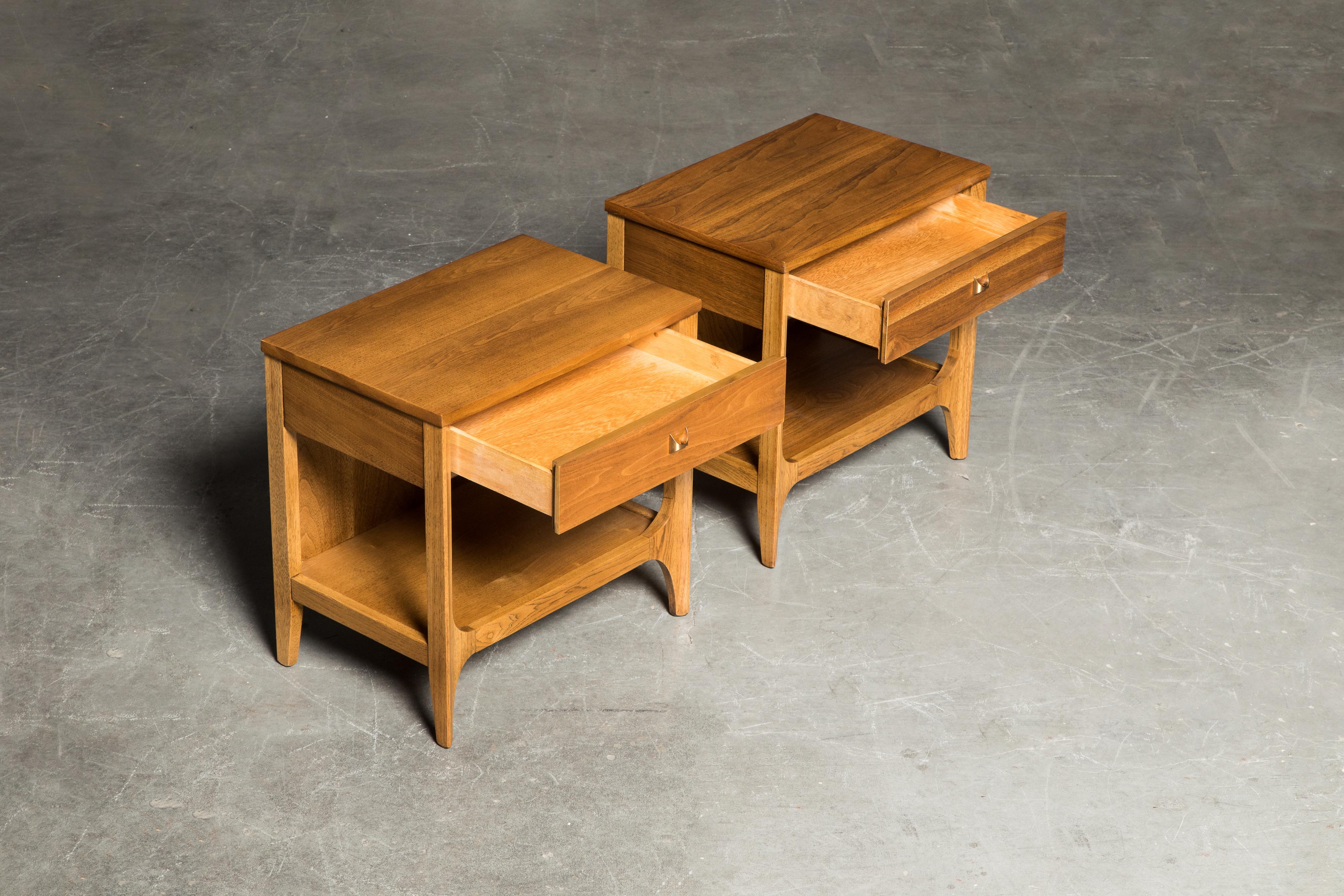 Mid-20th Century 'Brasilia' by Broyhill Premiere Pair of Nightstands, Refinished, 1962