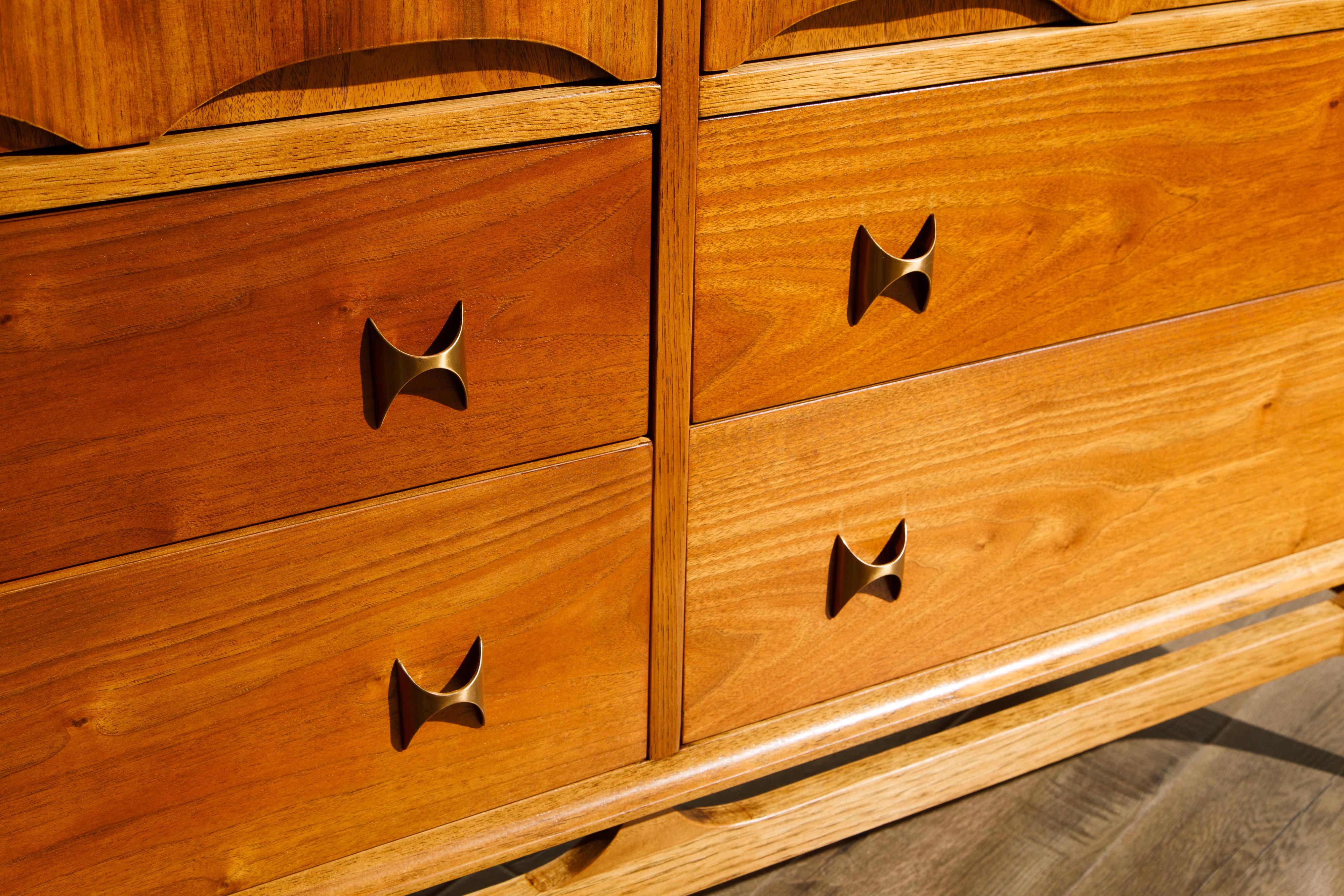 'Brasilia' by Broyhill Premiere Sculptural Dresser and Mirror, 1960s, Signed 3