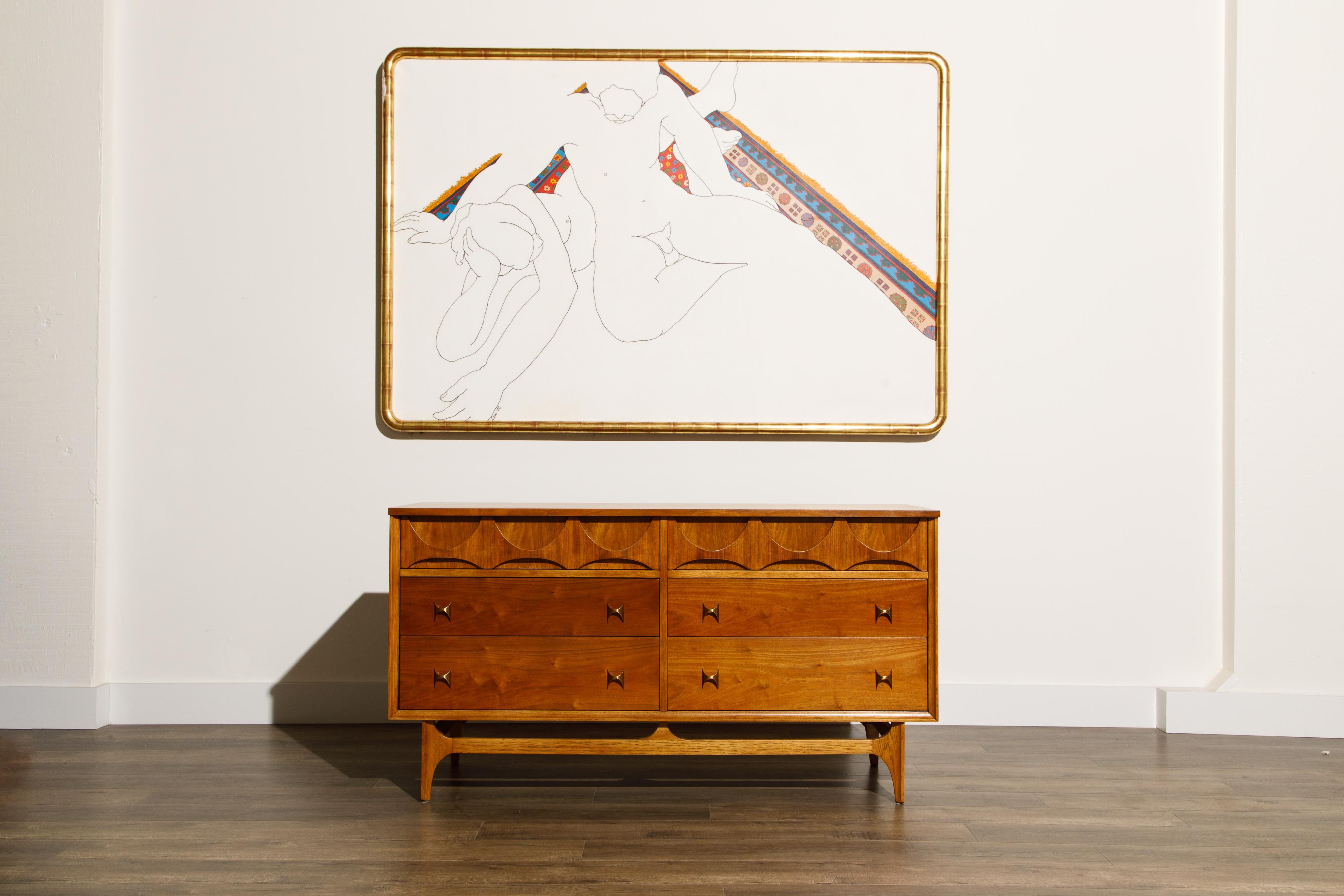 'Brasilia' by Broyhill Premiere Sculptural Dresser and Mirror, 1960s, Signed 9