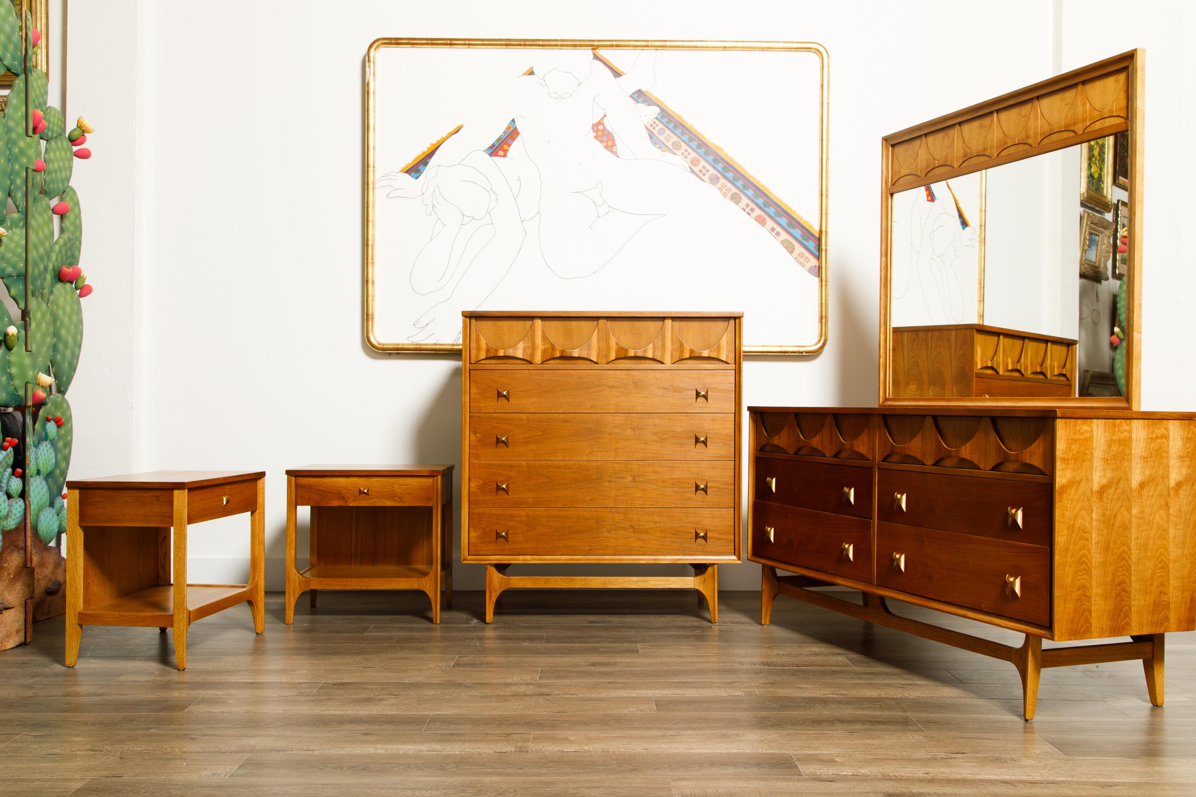 'Brasilia' by Broyhill Premiere Sculptural Dresser and Mirror, 1960s, Signed 11