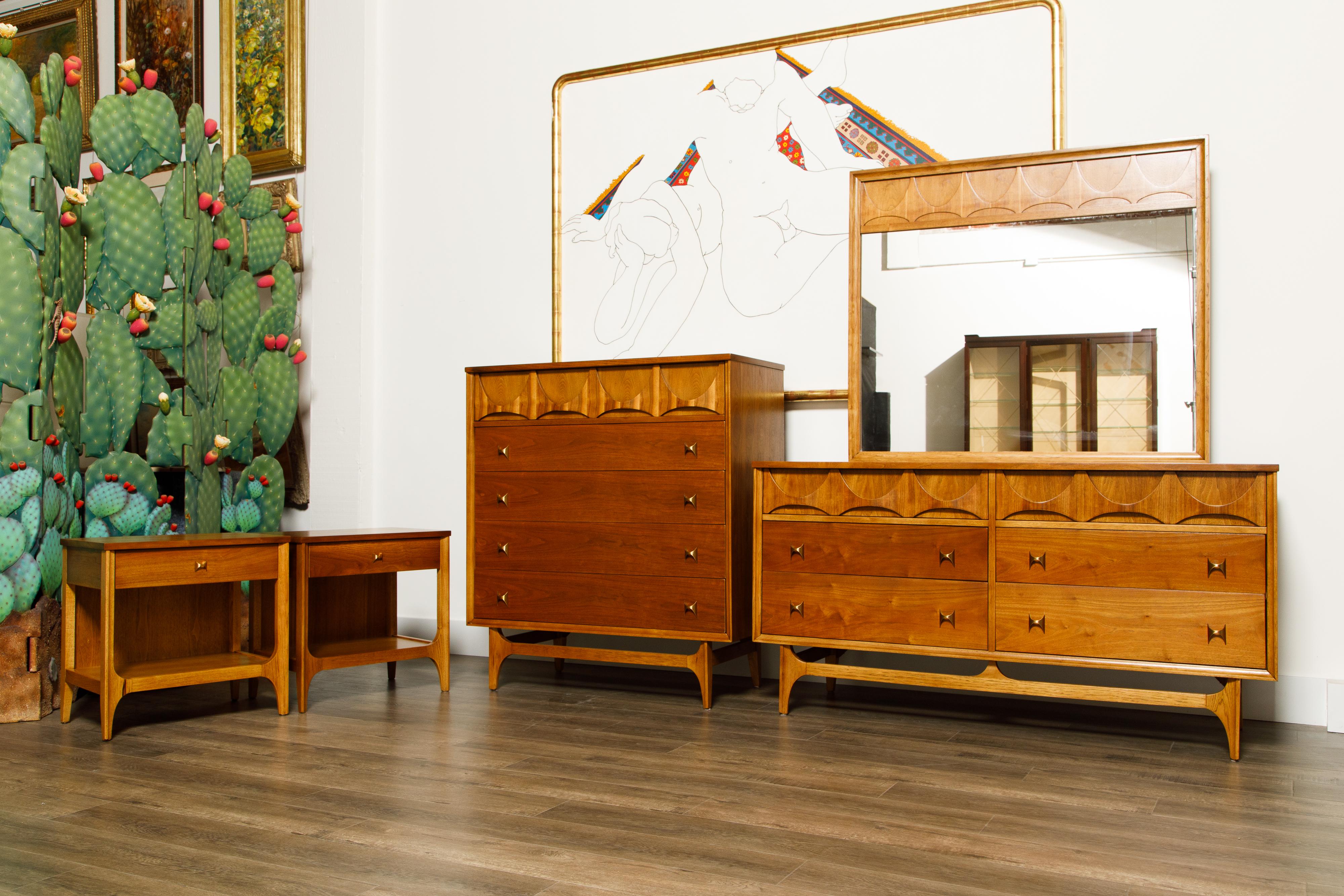 'Brasilia' by Broyhill Premiere Sculptural Dresser and Mirror, 1960s, Signed 12