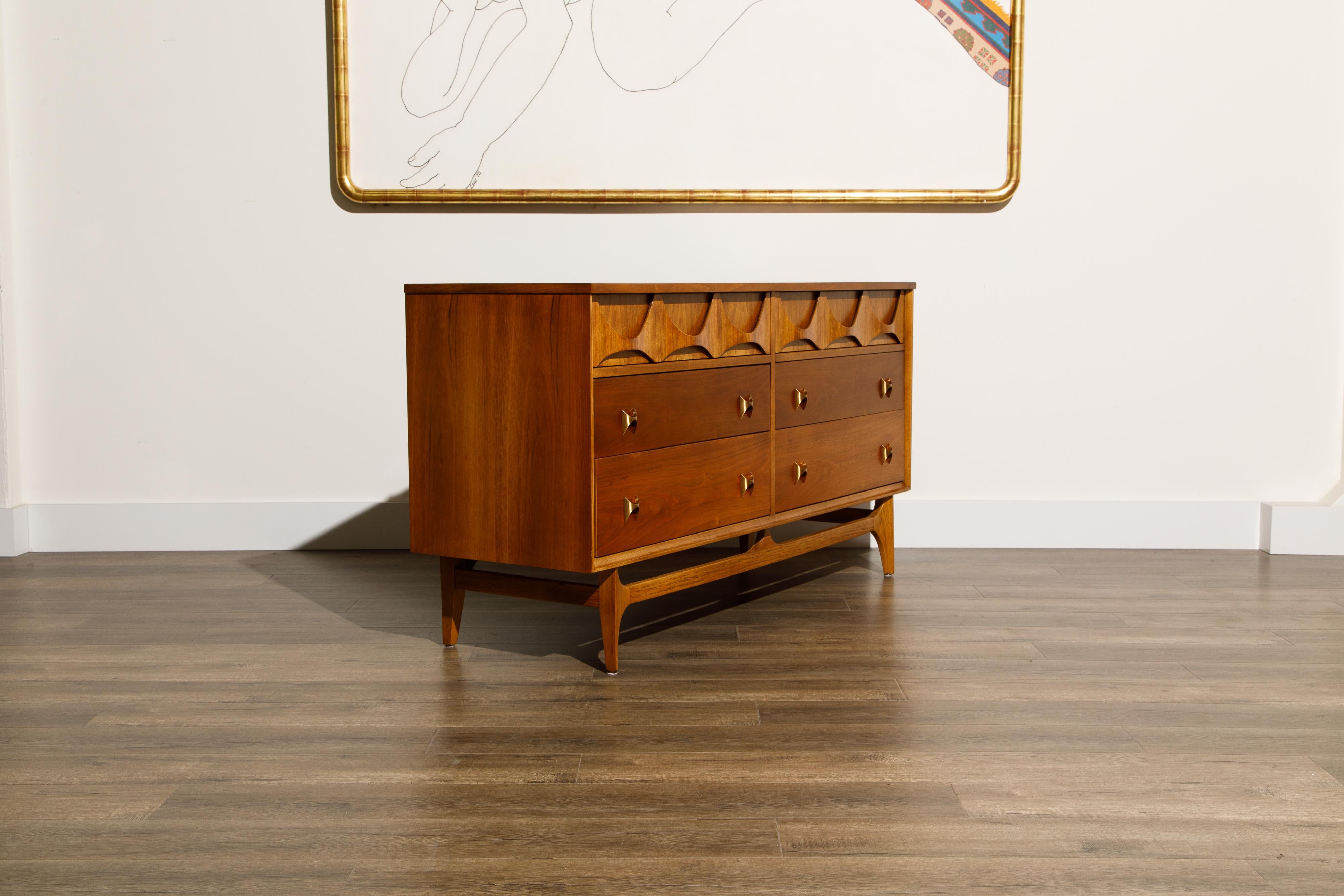Mid-Century Modern 'Brasilia' by Broyhill Premiere Sculptural Dresser and Mirror, 1960s, Signed