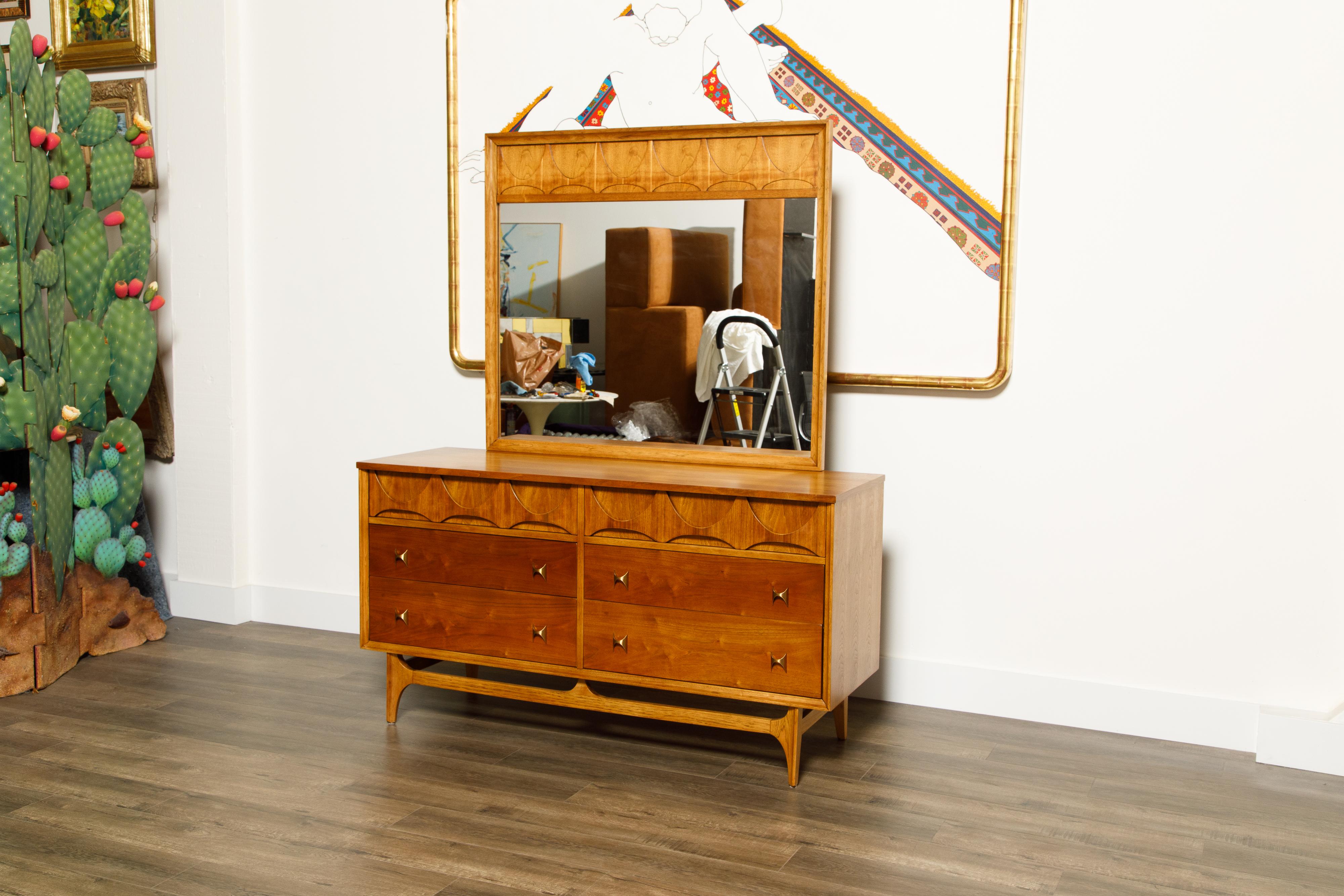 American 'Brasilia' by Broyhill Premiere Sculptural Dresser and Mirror, 1960s, Signed