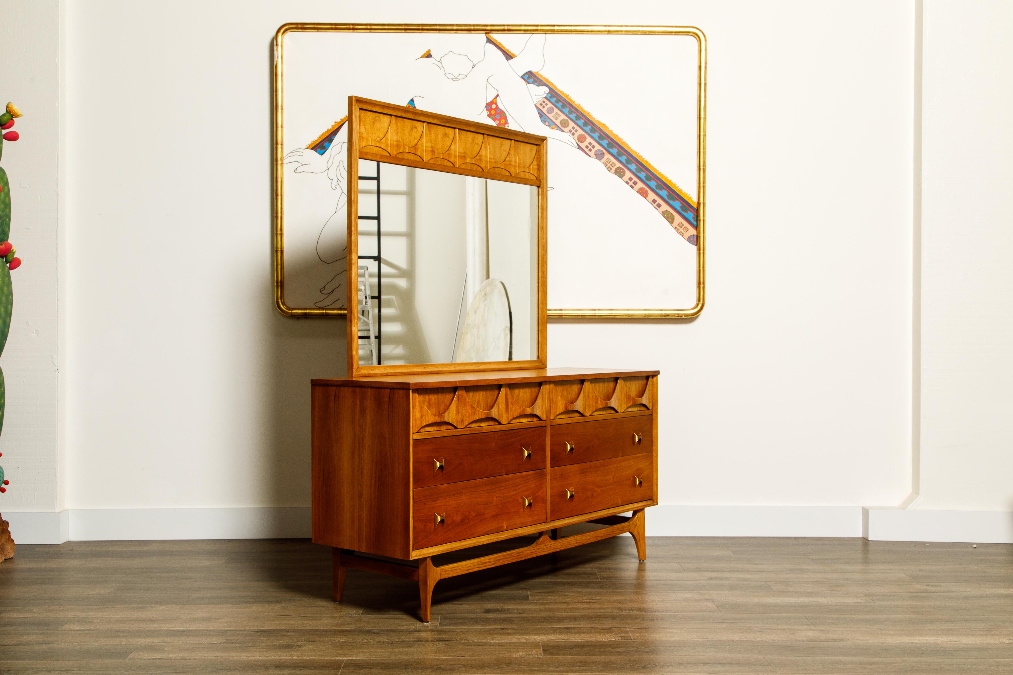 Mid-20th Century 'Brasilia' by Broyhill Premiere Sculptural Dresser and Mirror, 1960s, Signed
