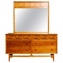 Vintage 'Brasilia' by Broyhill Premiere Sculptural Dresser and Mirror, 1960s, Signed 