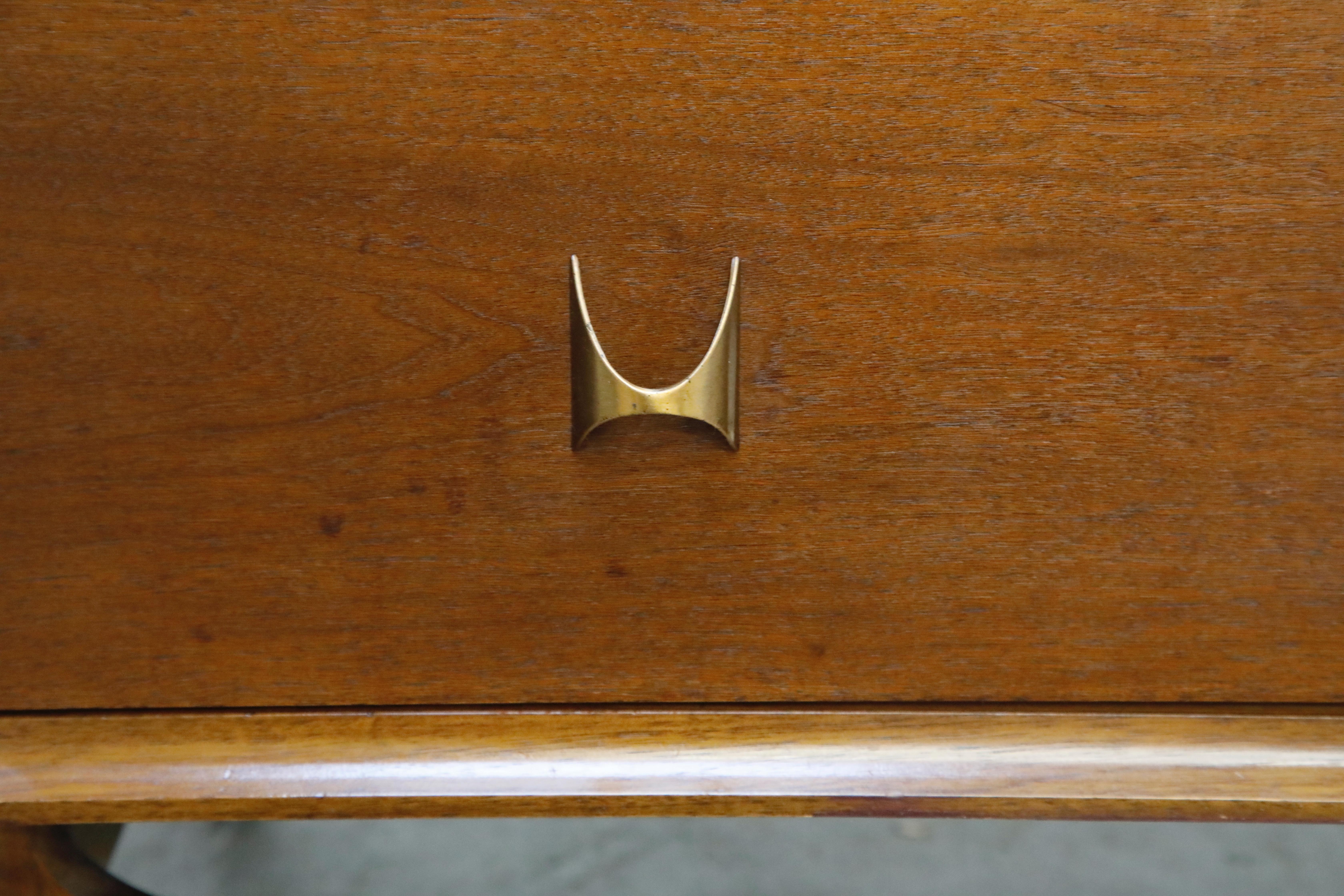 'Brasilia' by Broyhill Premiere Three Bay Dresser w Brass Pulls, 1960s, Signed  13