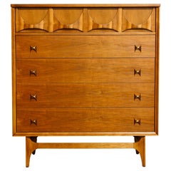 ''Brasilia'' Highboy Chest Of Drawers by Broyhill Premiere, Refinished, 1960s, Signed 