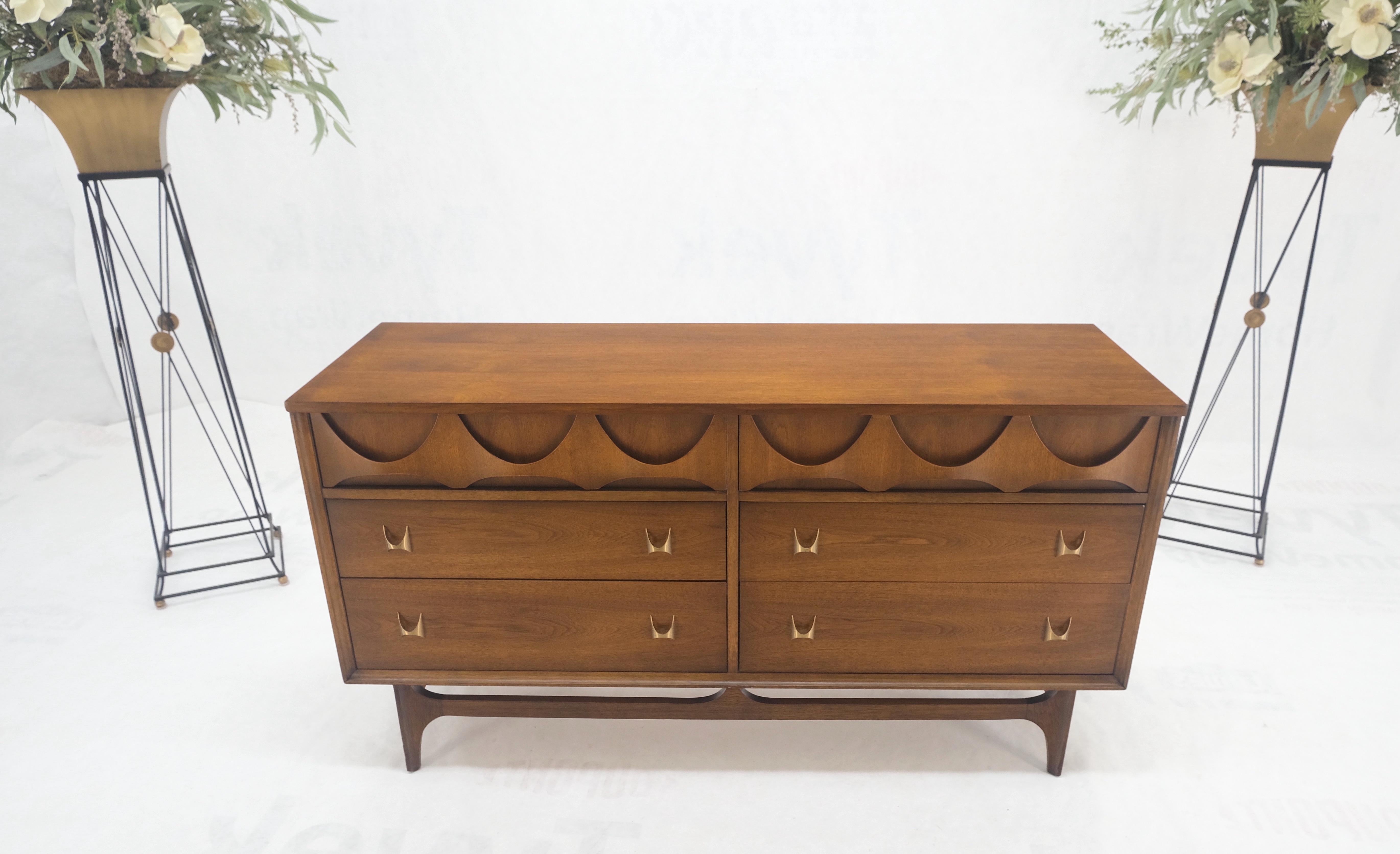 ¡Brasilia Mid Century Modern Walnut 6 Cajones Largo Credenza Dresser MINT! 