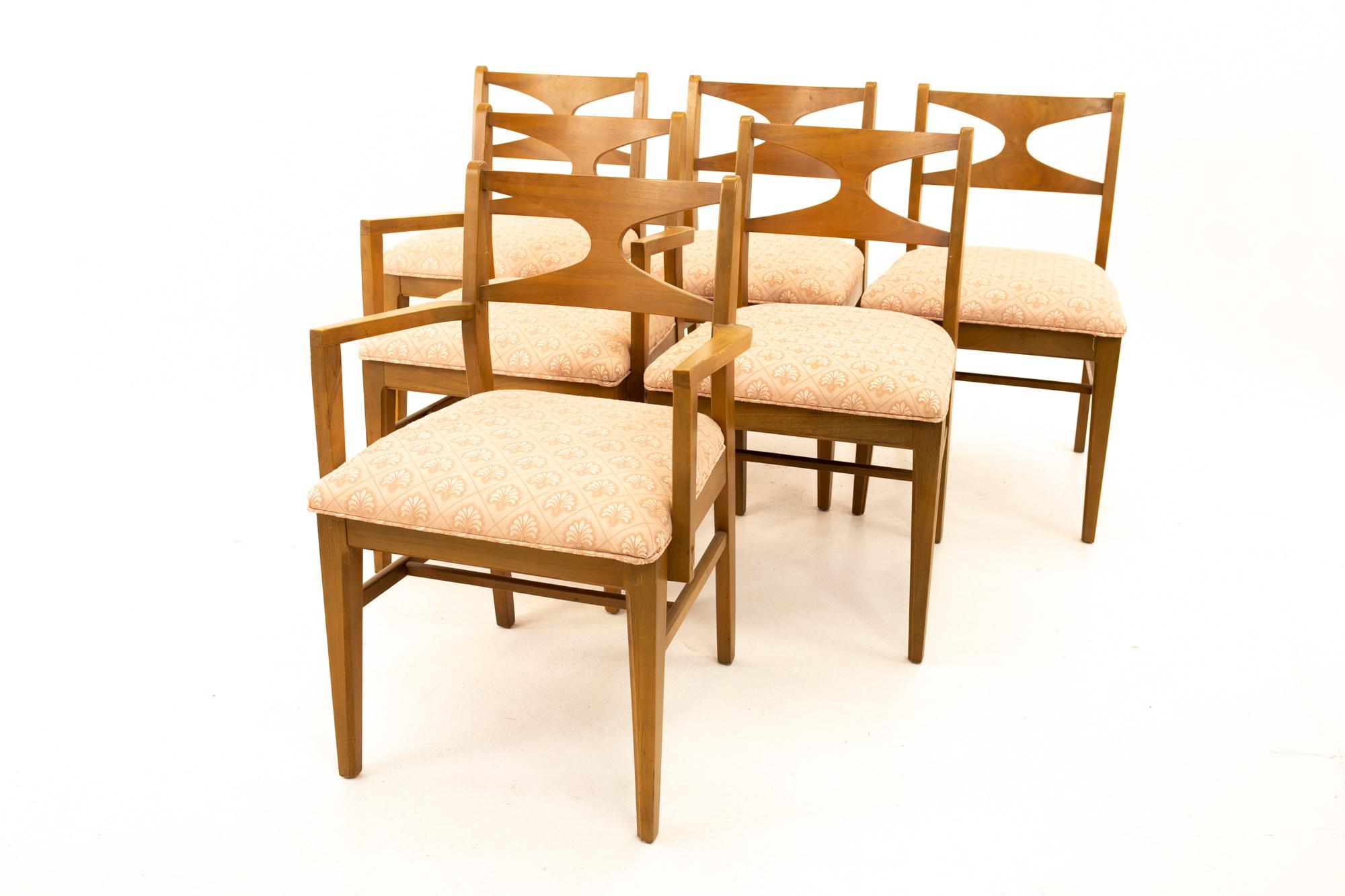 Mid-Century Modern Brasilia Style Mid Century Walnut Bowtie Dining Chairs, Set of 6