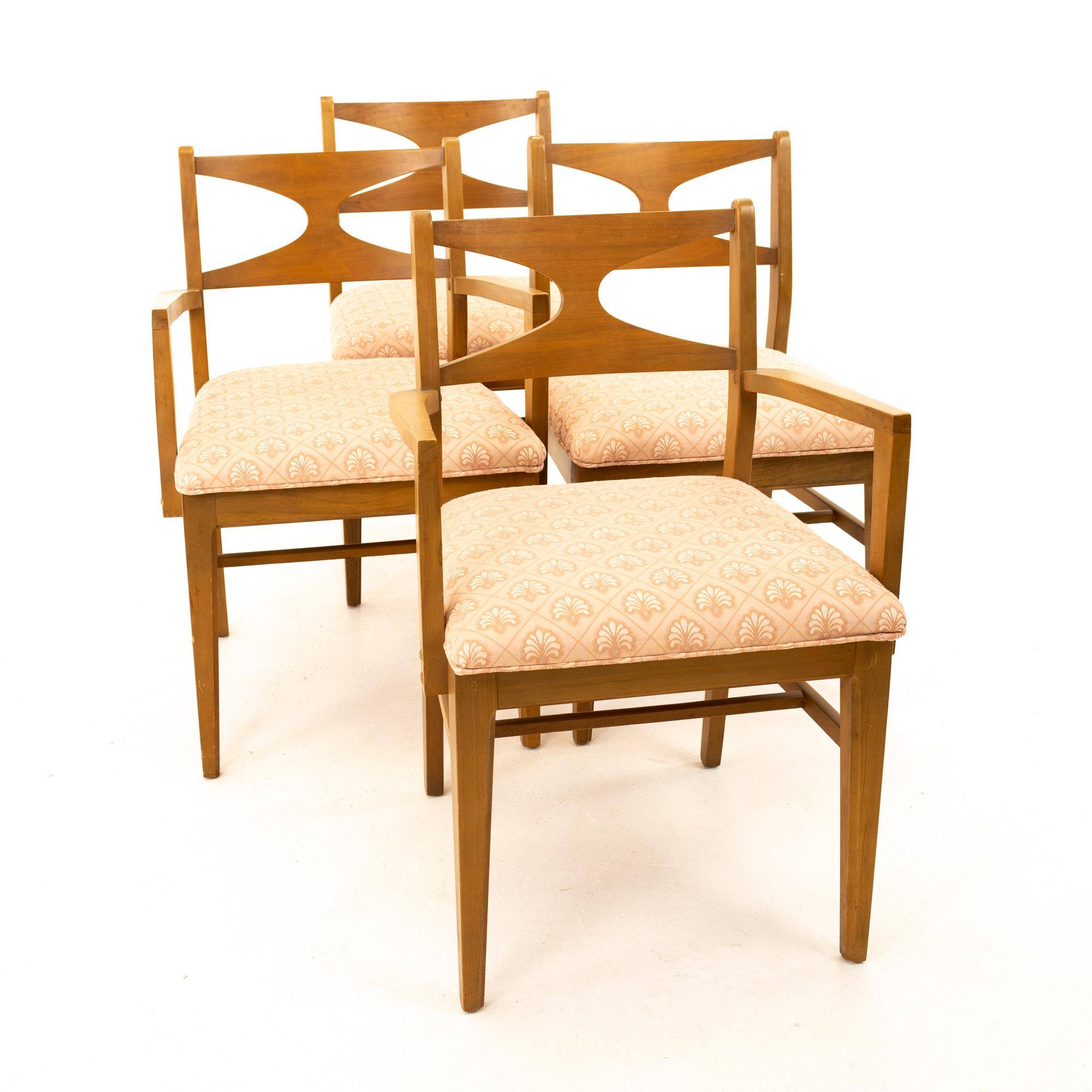 American Brasilia Style Mid Century Walnut Bowtie Dining Chairs, Set of 6