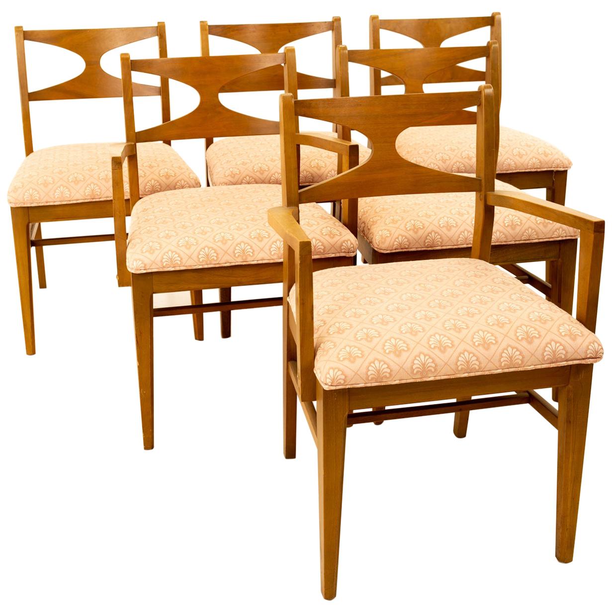 Brasilia Style Mid Century Walnut Bowtie Dining Chairs, Set of 6