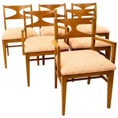 Vintage Brasilia Style Mid Century Walnut Bowtie Dining Chairs, Set of 6