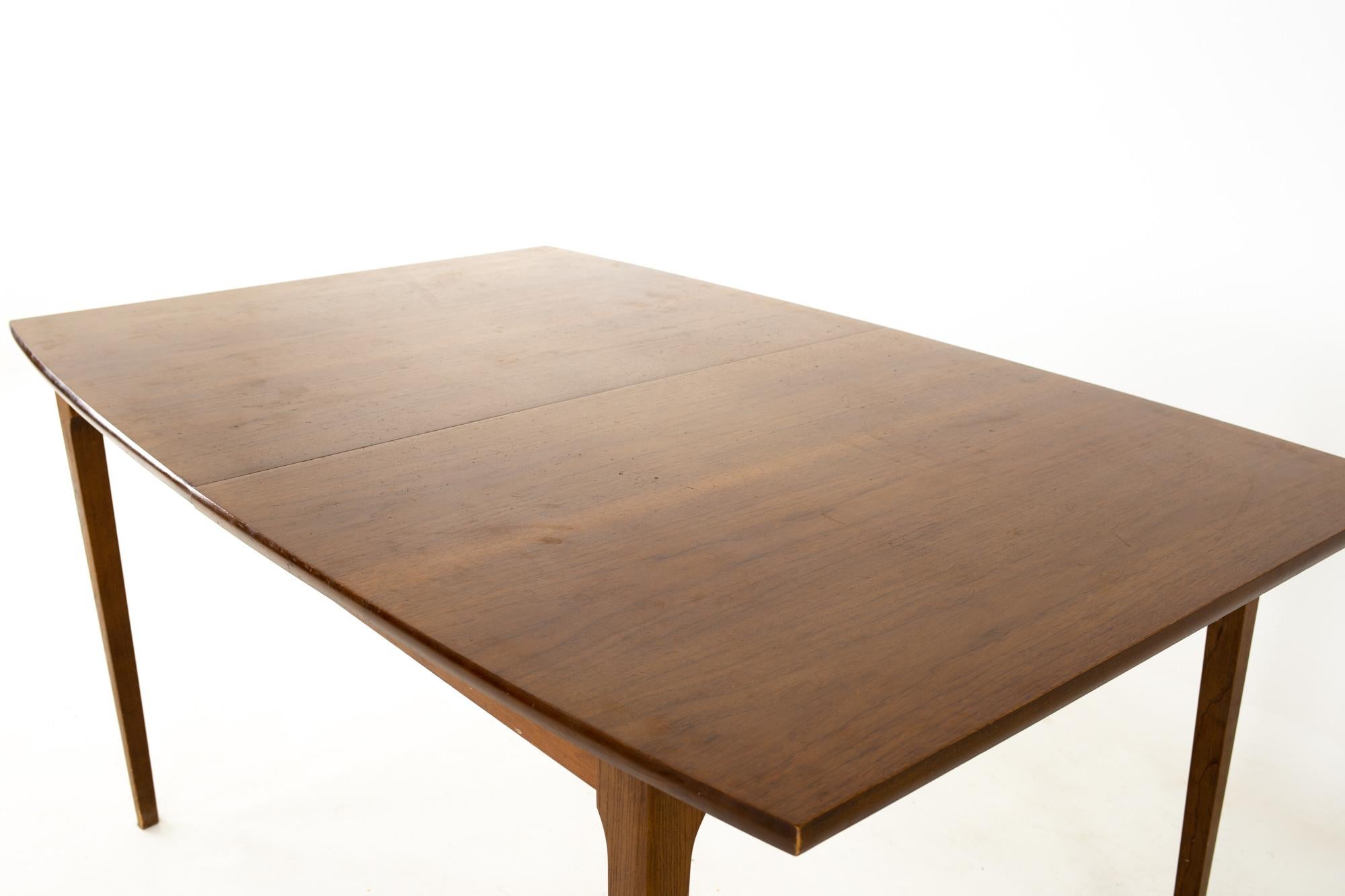 American Brasilia Style Mid Century Walnut Surfboard Dining Table with 2 Leaves