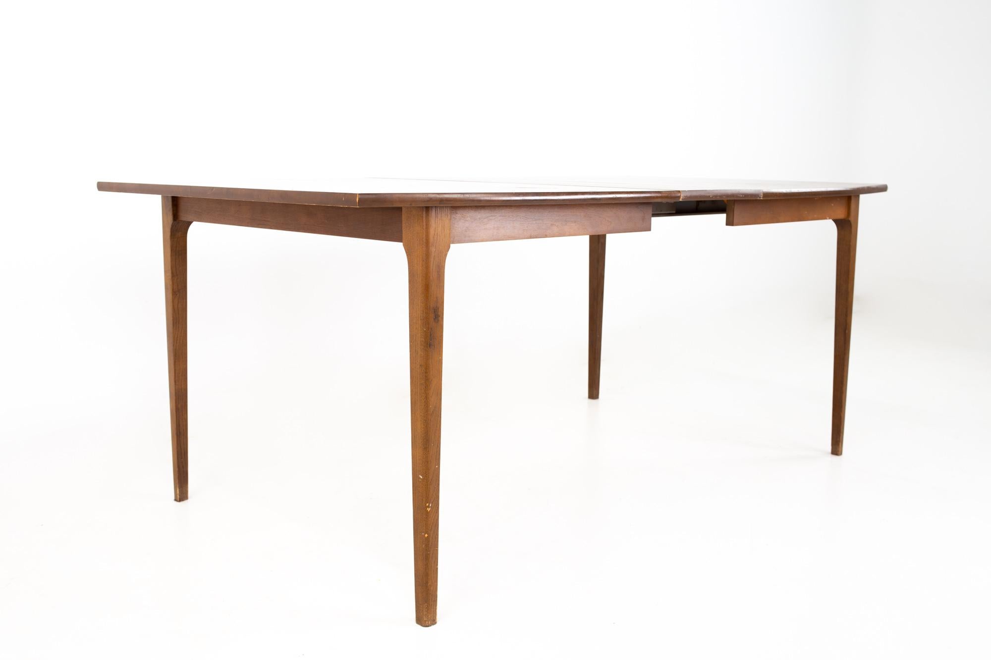 Late 20th Century Brasilia Style Mid Century Walnut Surfboard Dining Table with 2 Leaves