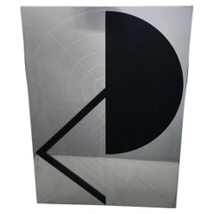 Brasilian Edival Ramosa Engraved Steel and Black Plexiglass Linee di Gioia