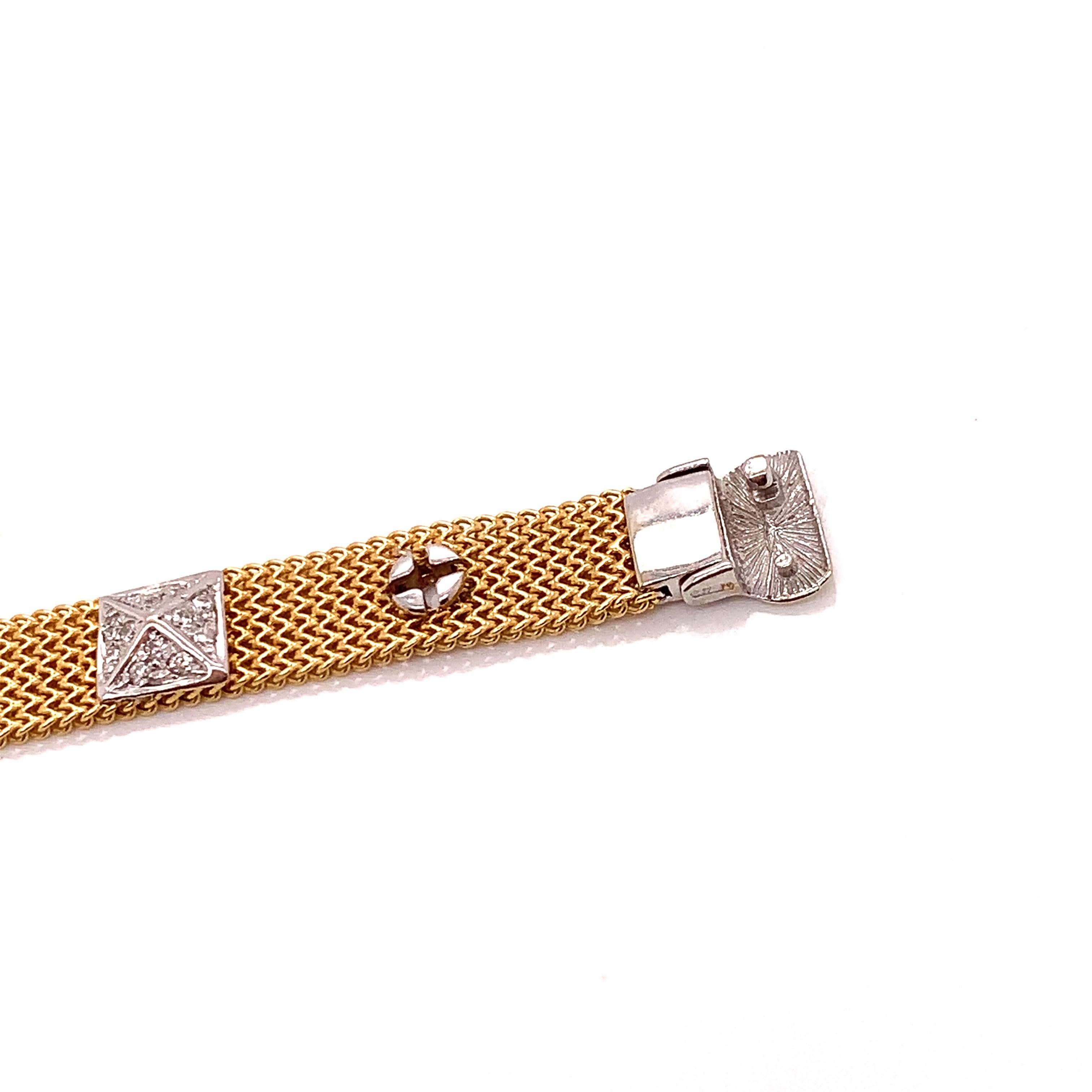 Brasolin Diamond and 18Kt Yellow Gold Italian Buckle Bracelet 7