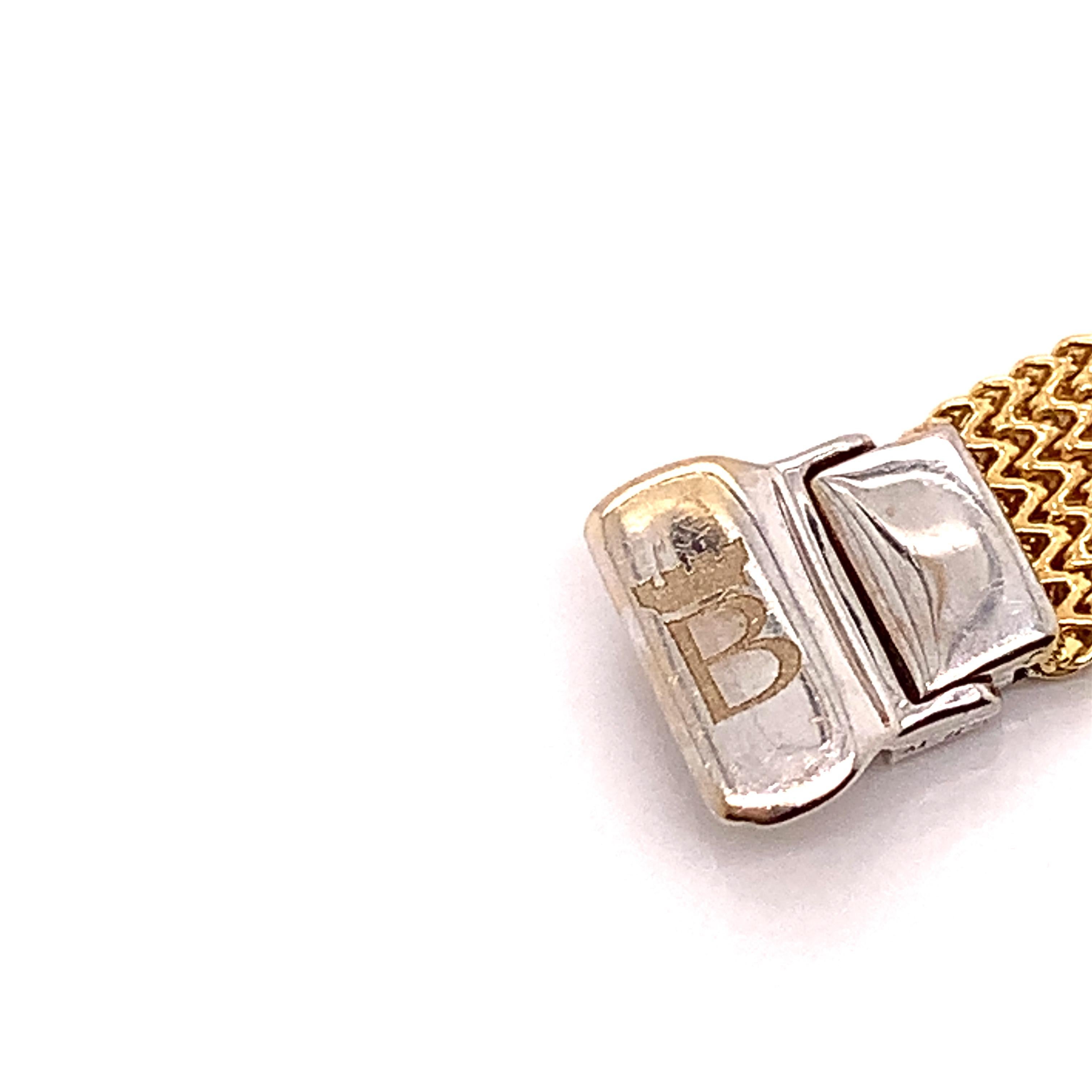 Brasolin Diamond and 18Kt Yellow Gold Italian Buckle Bracelet 8
