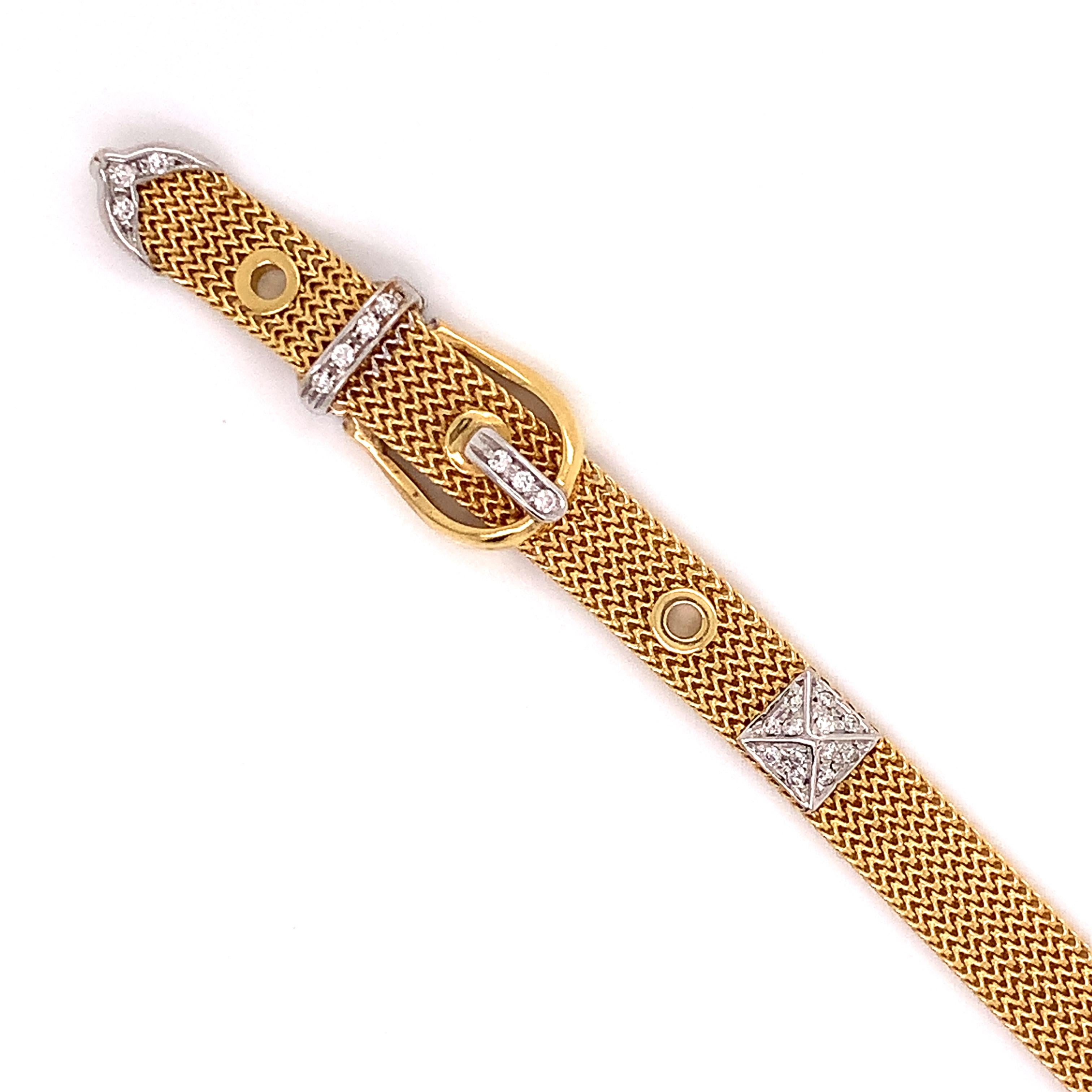 Women's Brasolin Diamond and 18Kt Yellow Gold Italian Buckle Bracelet