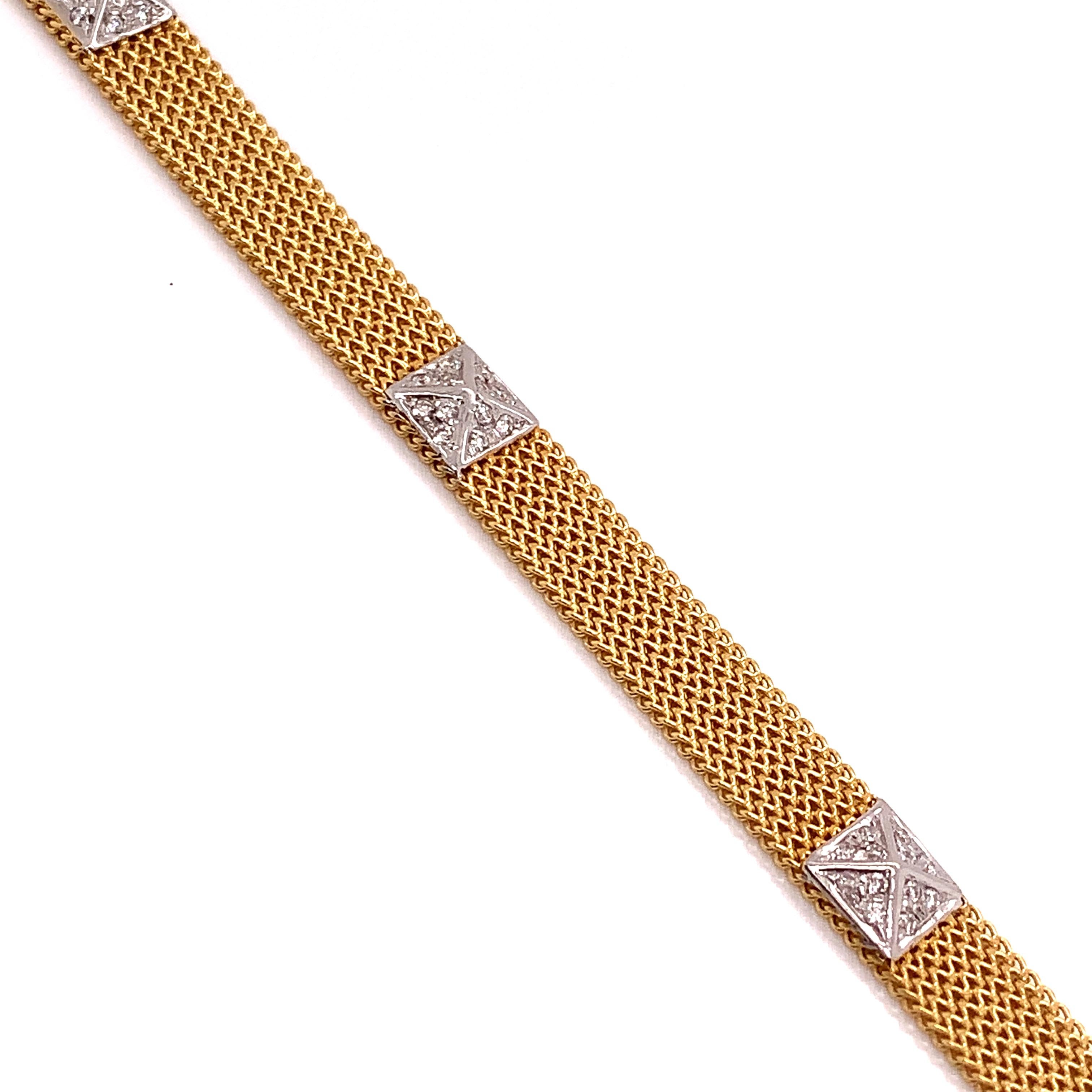 Brasolin Diamond and 18Kt Yellow Gold Italian Buckle Bracelet 2