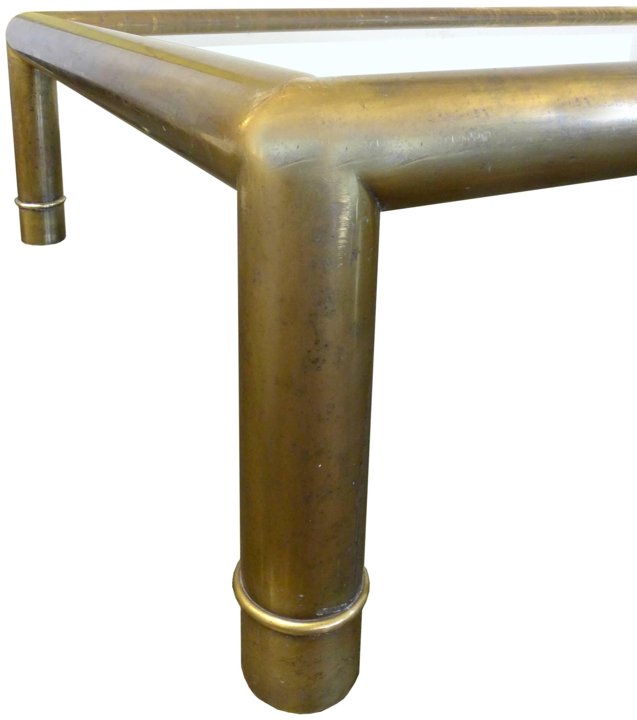 Mid-20th Century Brass and Glass Coffee Table by Mastercraft