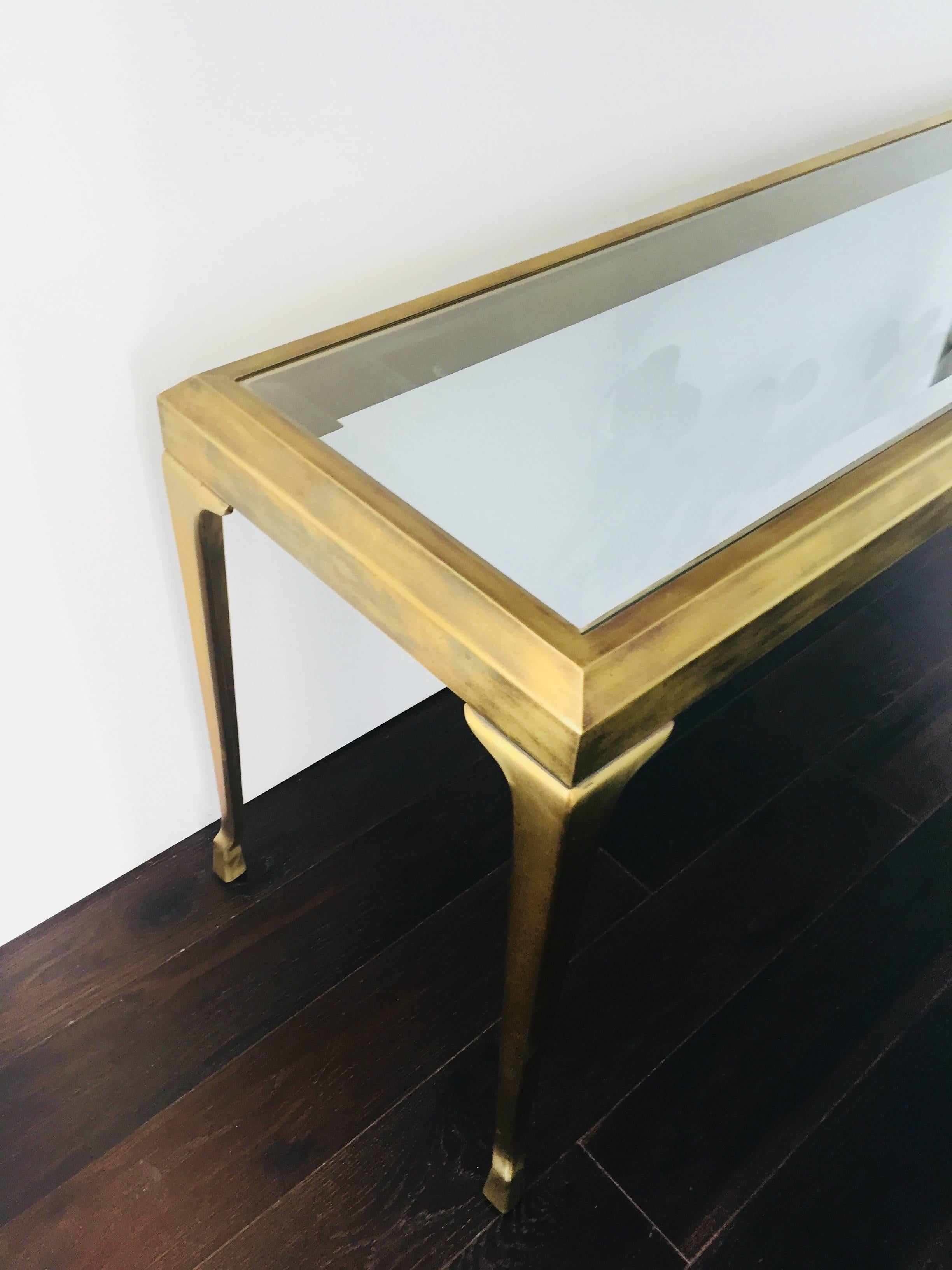 Brass and Glass Console/Hall Table by Mastercraft 4