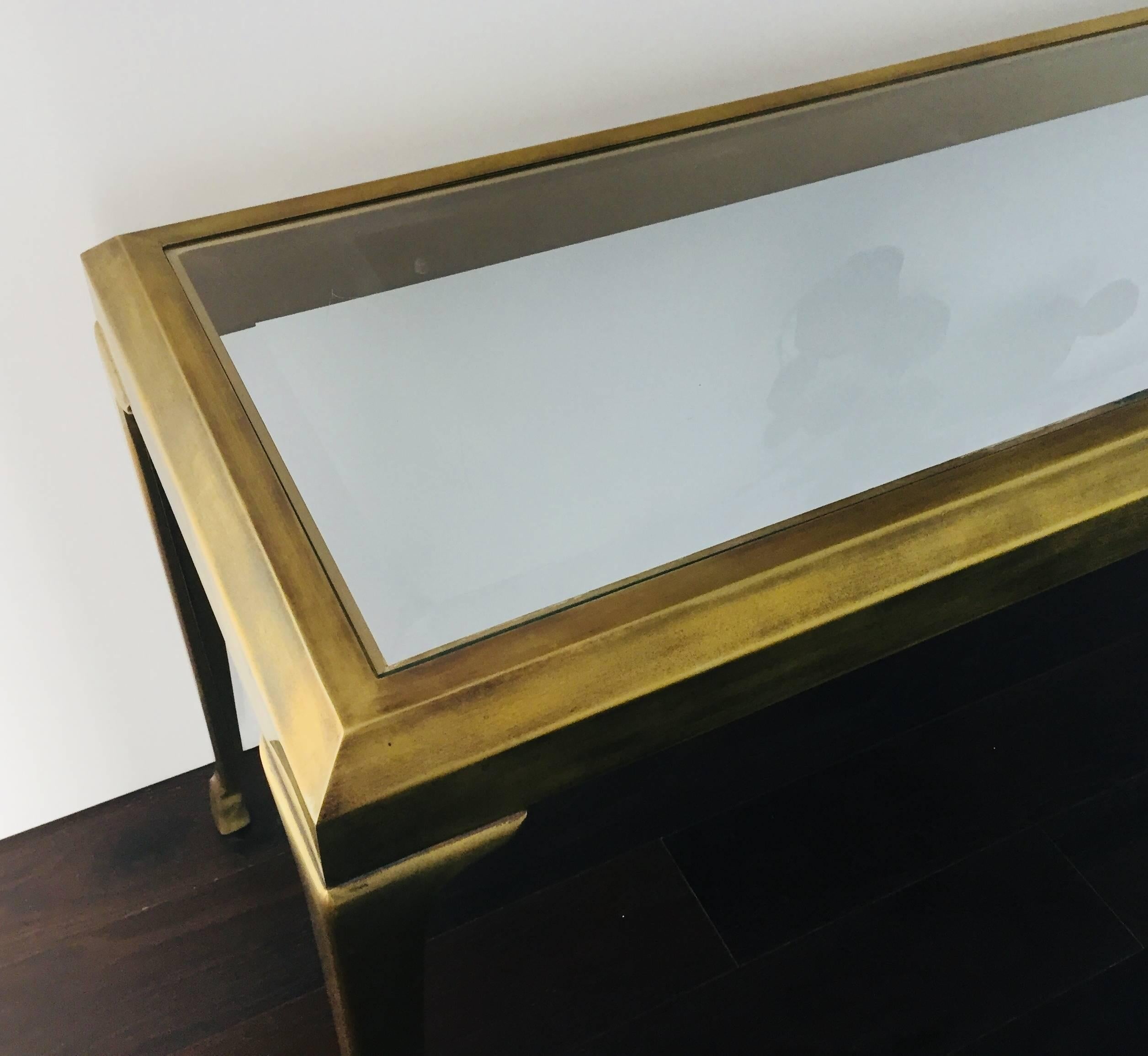 Brass and Glass Console/Hall Table by Mastercraft 7