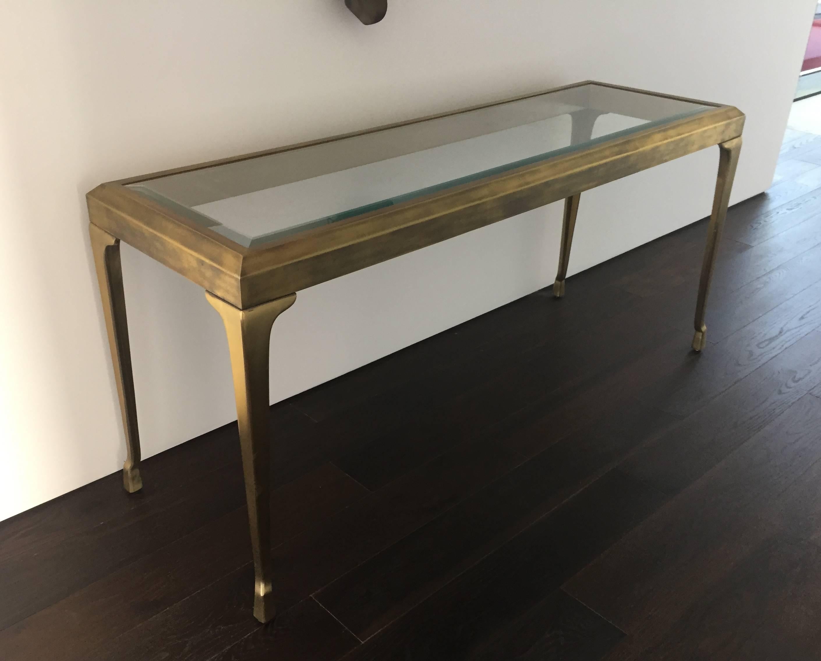 Mid-Century Modern Brass and Glass Console/Hall Table by Mastercraft