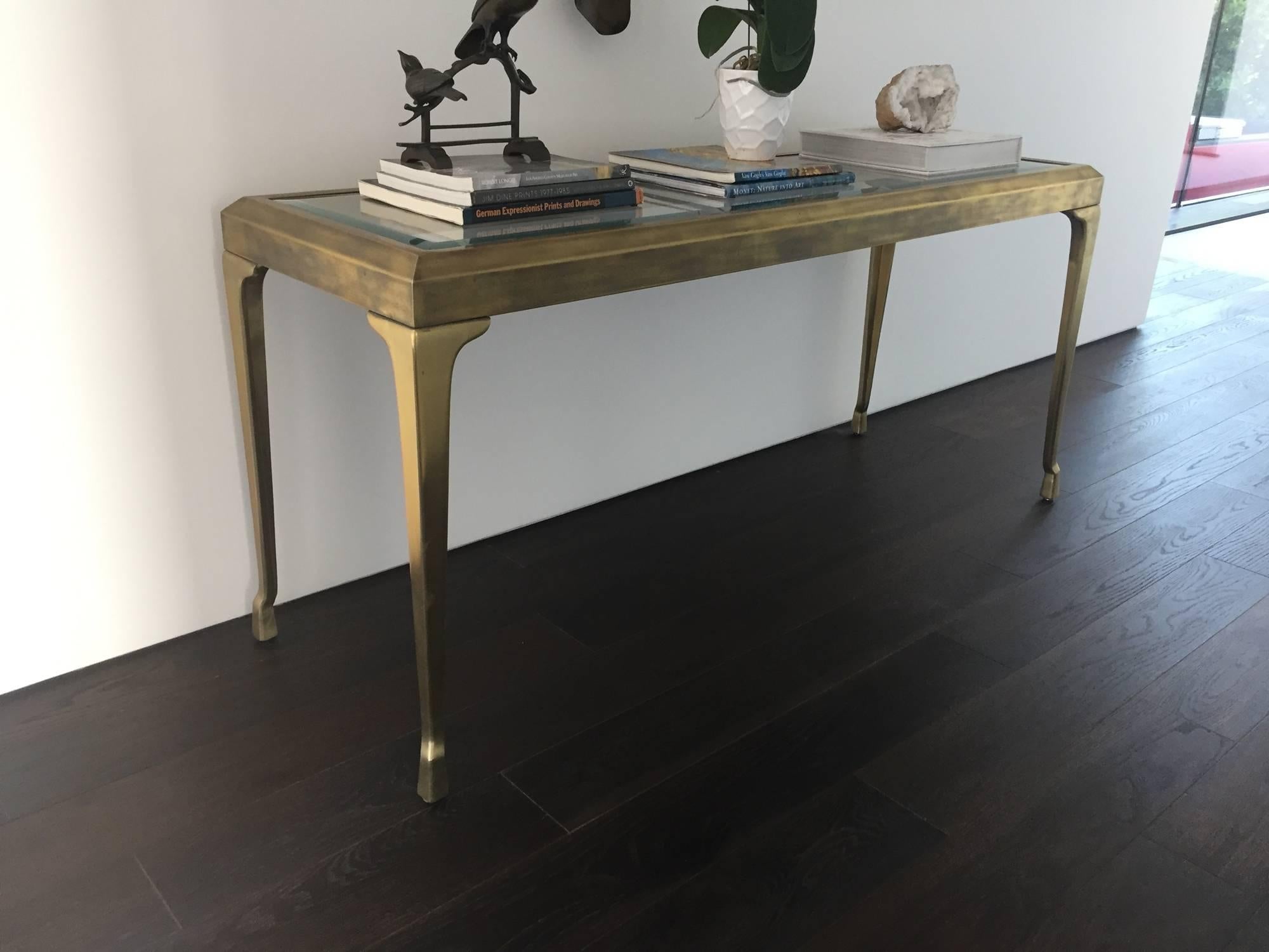 American Brass and Glass Console/Hall Table by Mastercraft