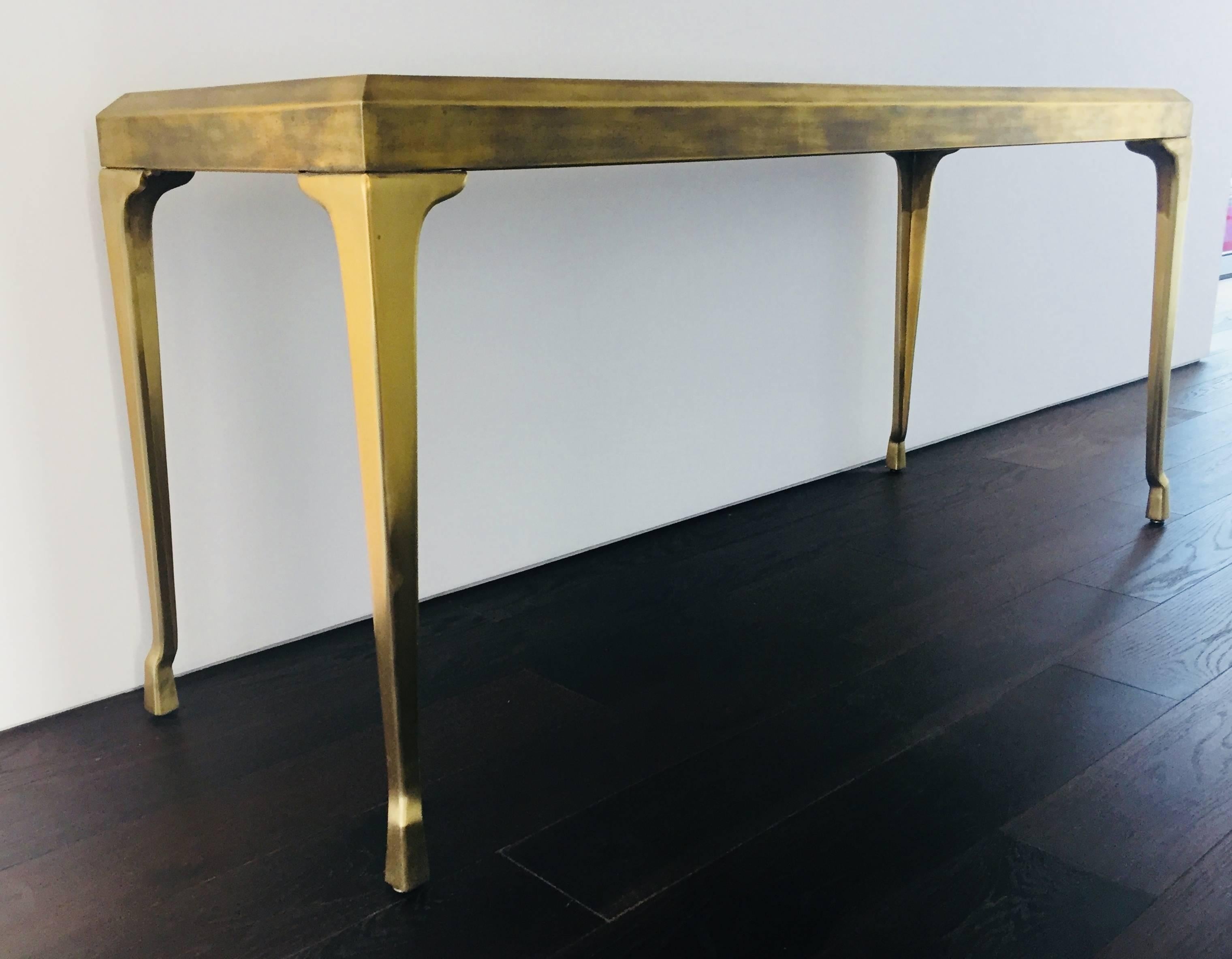 Brass and Glass Console/Hall Table by Mastercraft In Good Condition In Los Angeles, CA