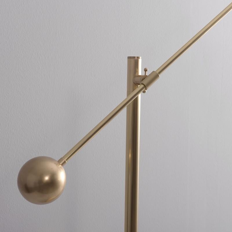 Contemporary Milan 1 Arm Brass Floor Lamp by Schwung