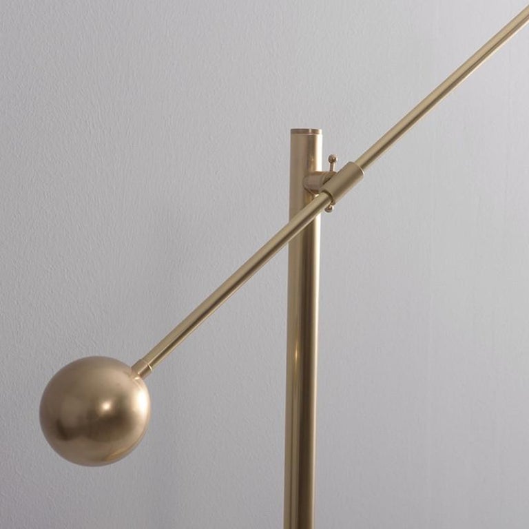 Contemporary Brass 1 Arm Floor Lamp by Schwung For Sale