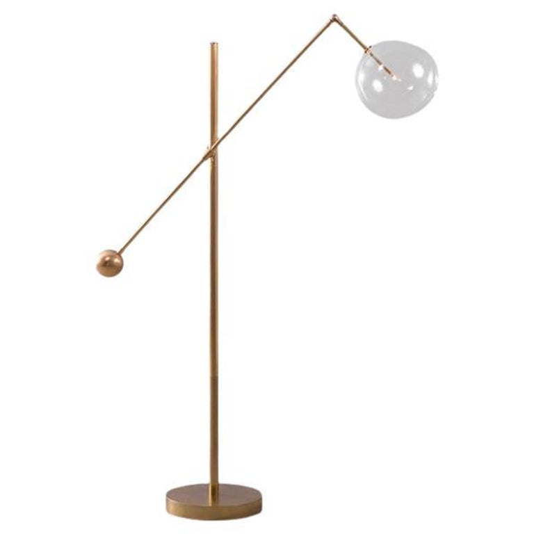 Brass 1 Arm Floor Lamp by Schwung For Sale