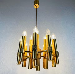 Brass 12-Arm Chandelier by Angelo Brotto for Esperiai, Italy, 1960s