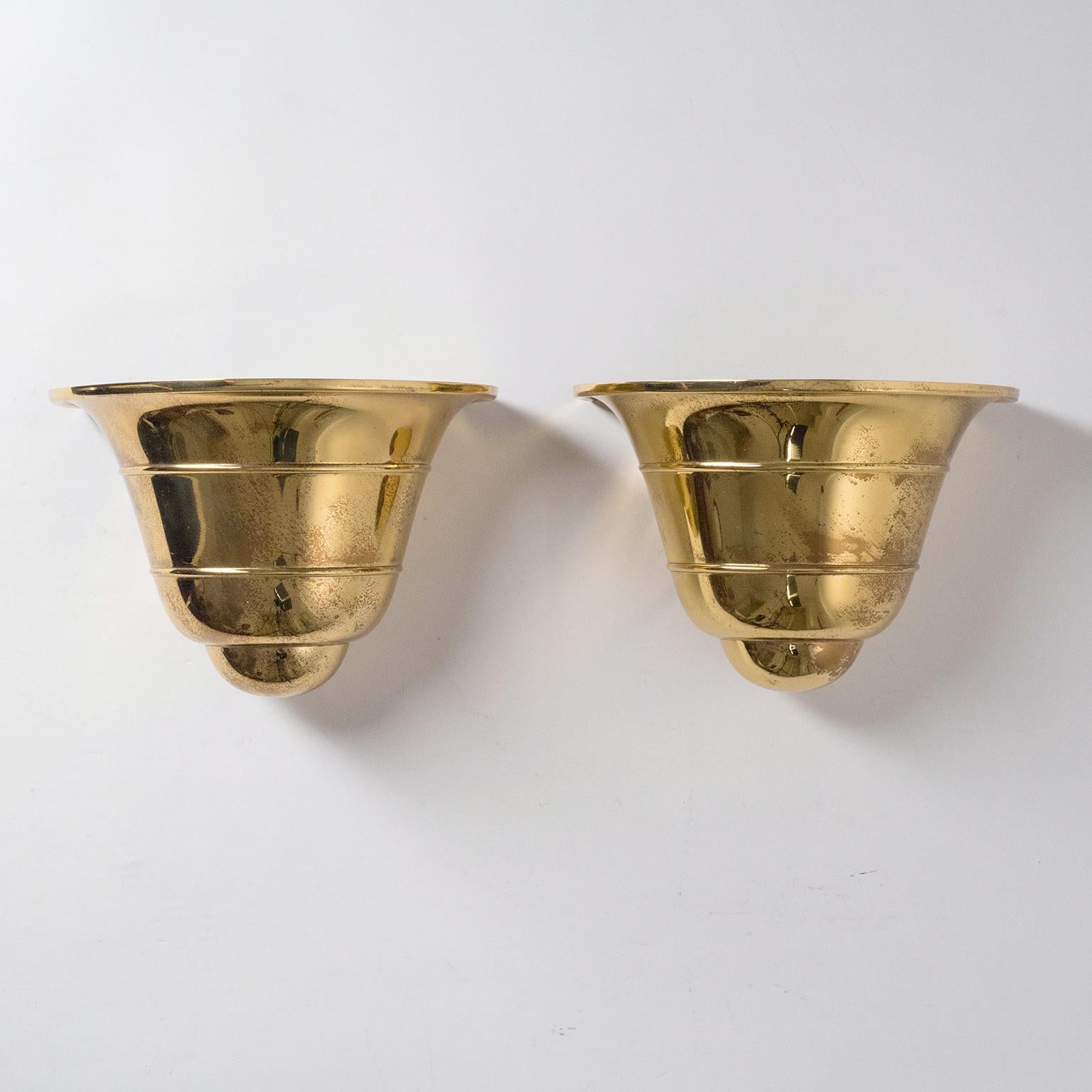 Brass 1930s Uplight Sconces, WMF Ikora 5