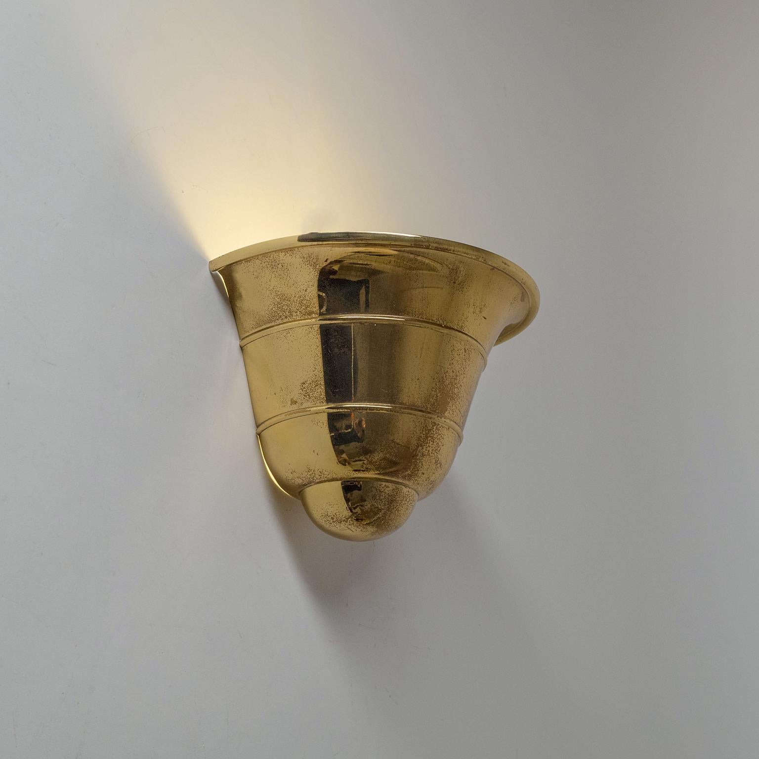 Art Deco Brass 1930s Uplight Sconces, WMF Ikora