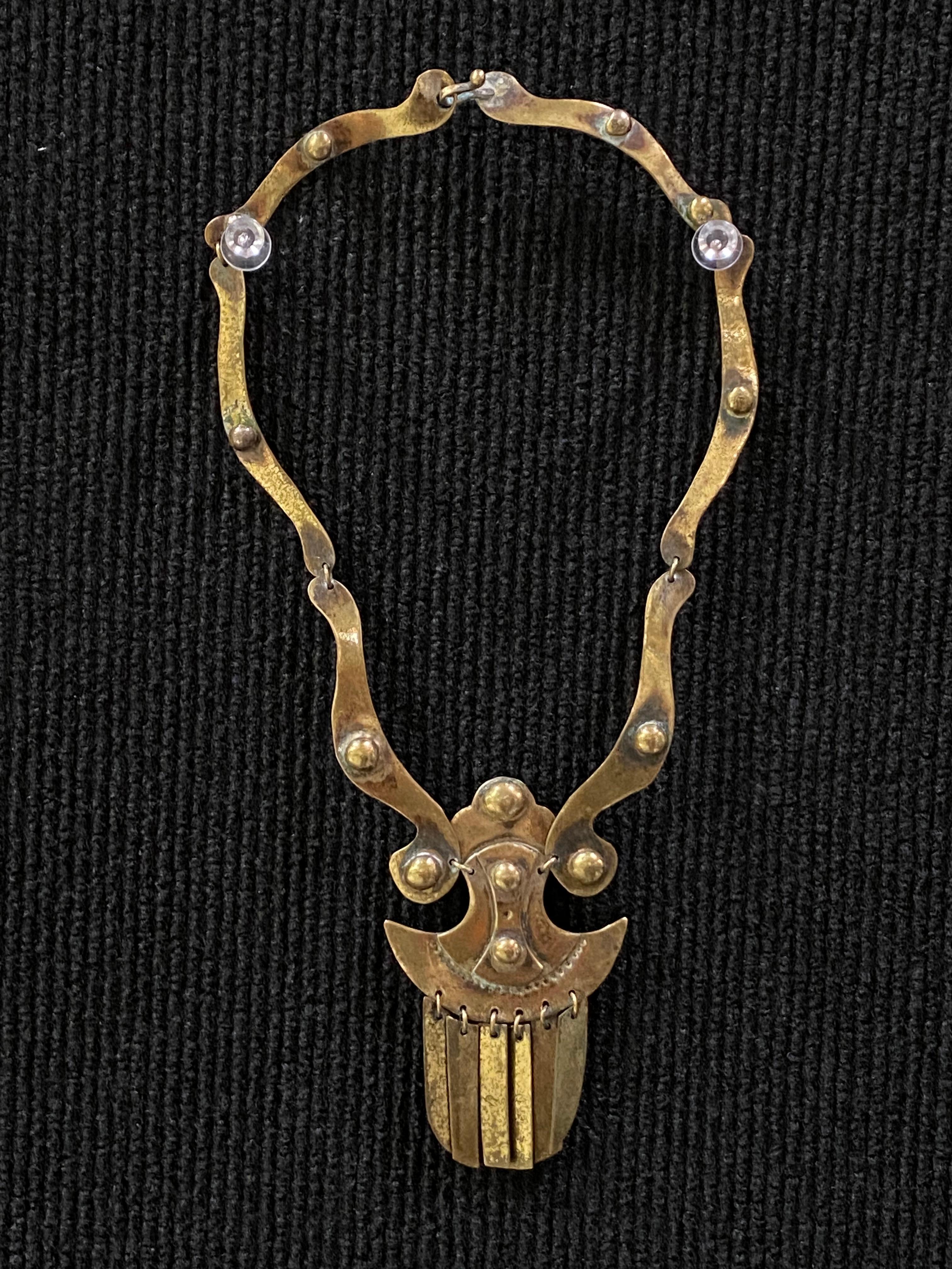 Retro Brass 1960-1970 Finland Seppo Tamminen Merkkikeskus Sorsa Necklace For Sale