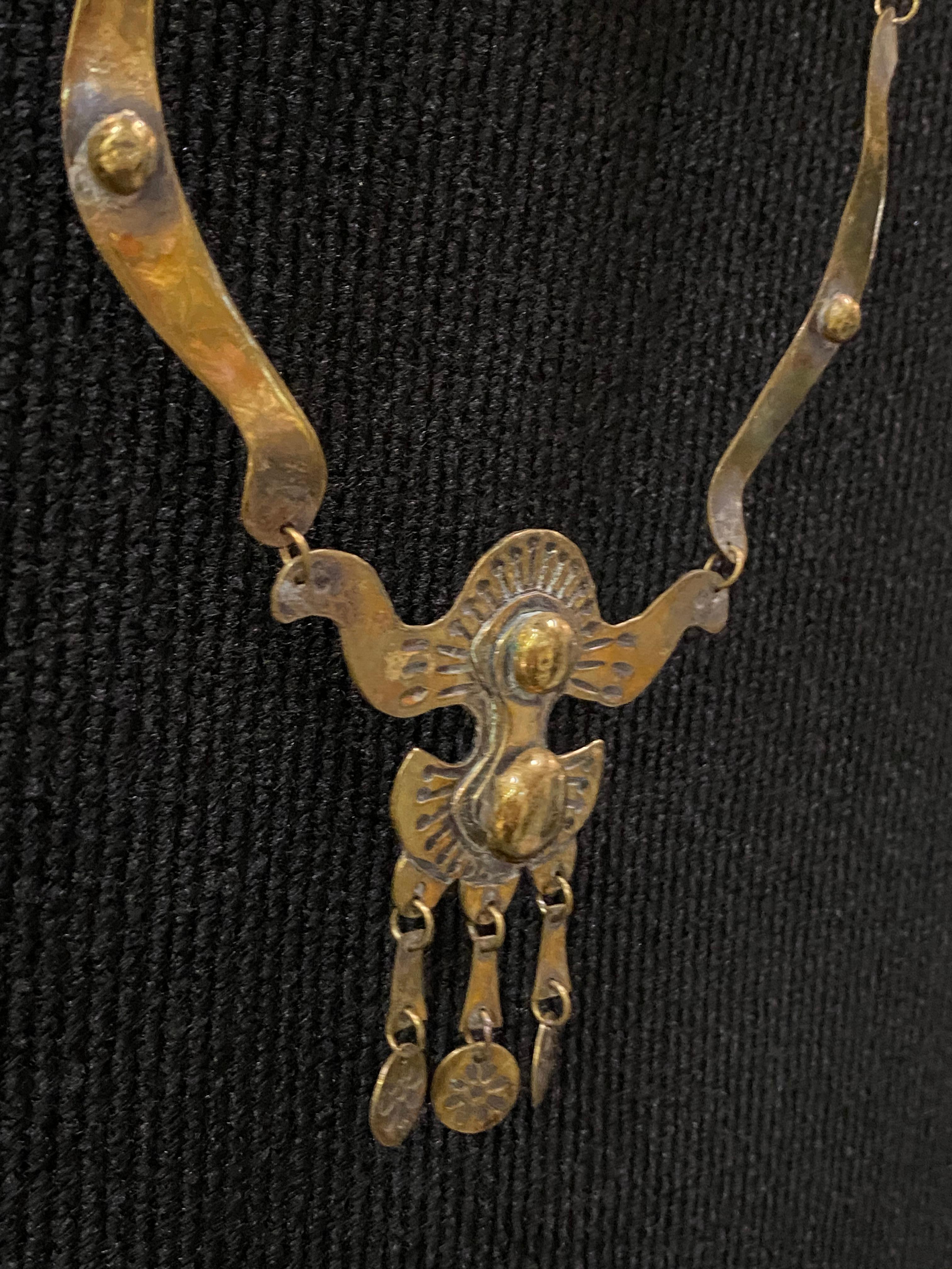 Retro Brass 1960-1970 Finland Seppo Tamminen Merkkikeskus Sorsa Necklace For Sale