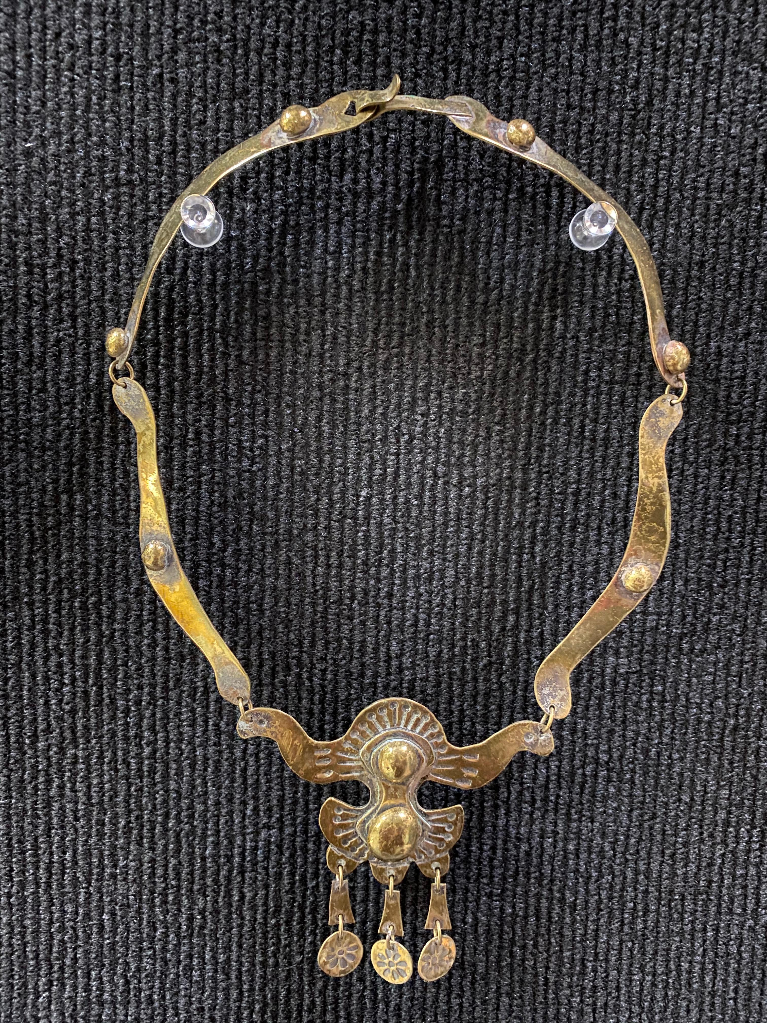 Brass 1960-1970 Finland Seppo Tamminen Merkkikeskus Sorsa Necklace In Good Condition For Sale In Orimattila, FI